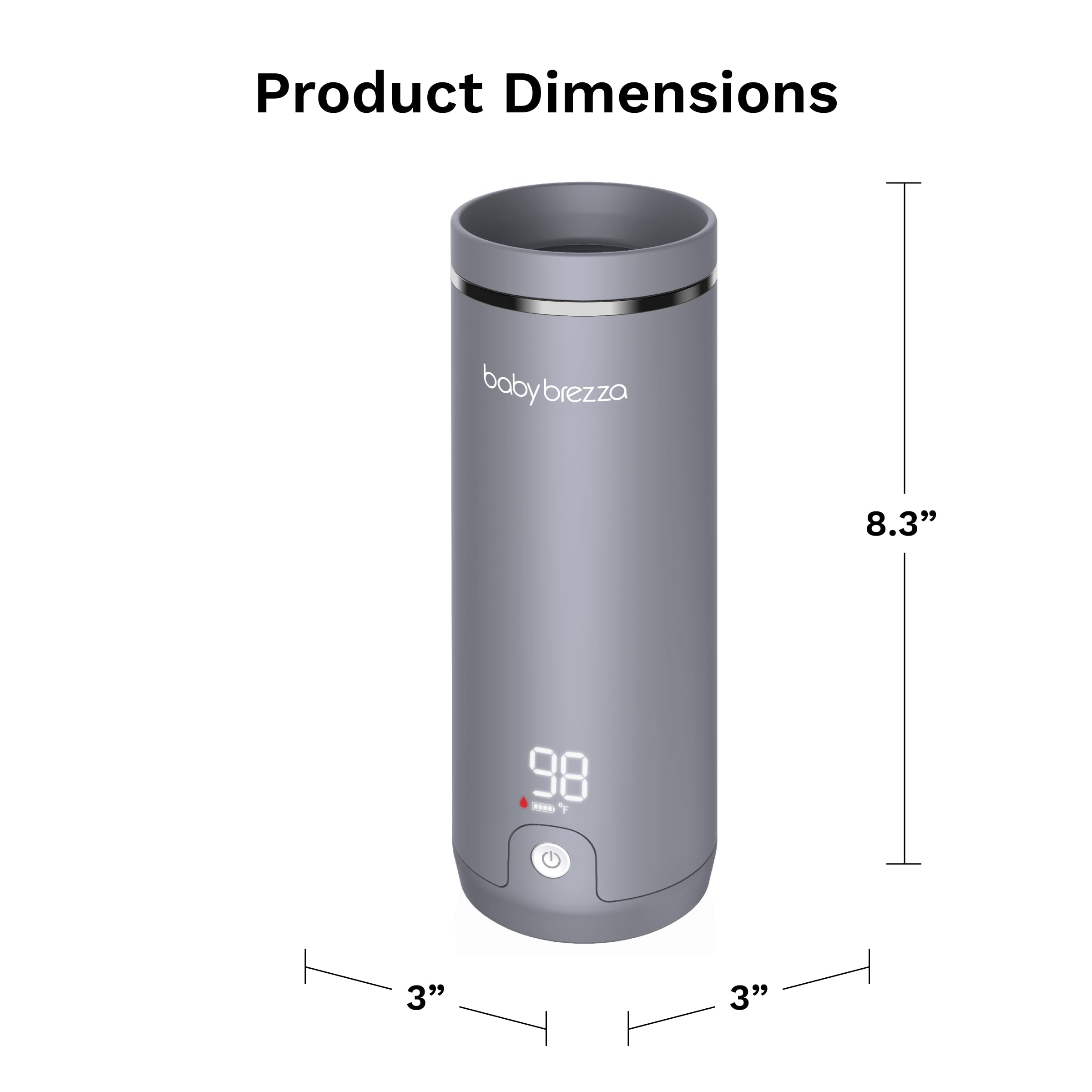Baby Brezza Superfast Portable Baby Bottle Warmer - 50% Faster Heating for Breastmilk & Formula - Safe Even Warming Up to 9oz - No Adapters Needed - Compact Travel Design (Black) - Perfect for On-the-Go Parents, Daycare, and Traveling with Baby