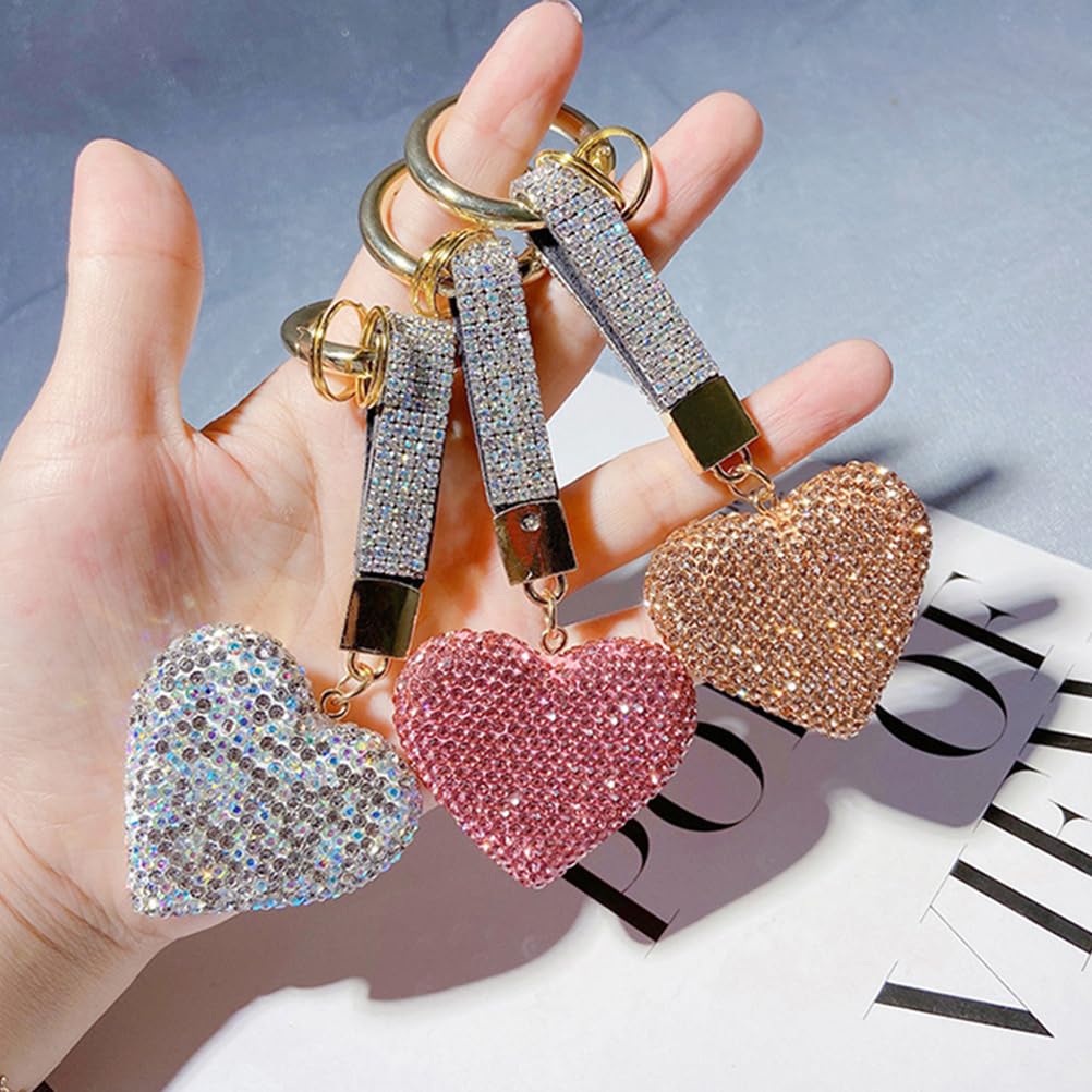 VALICLUD Rhinestone Sparkly Heart Keychain - Shiny Bag Charm Pendant for Women, Handbags, Backpacks & Car Decor - Perfect Gift for Valentine's Day, Birthday & Party Favors