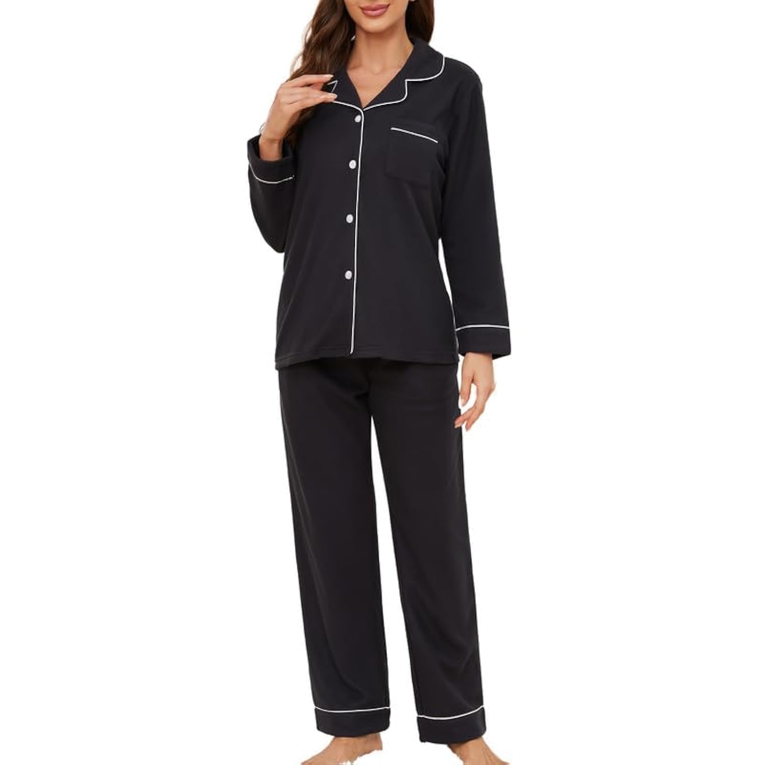 U2SKIIN Women's Soft Flannel Button-Up Pajama Set - Long Sleeve Warm Knit Sleepwear & Lounge Outfit for Cozy Nights at Home | Perfect for Winter Sleepovers, Relaxing Evenings & Loungewear