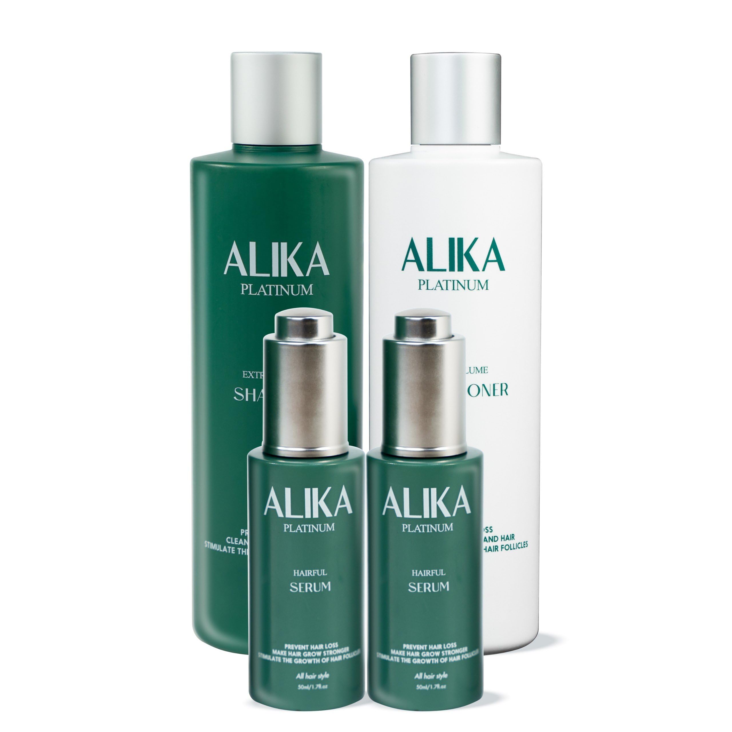 ALIKA Hair Growth Shampoo, Conditioner & 2 Serum Set for Women & Men - Anti Hair Loss Treatment for Dry, Oily & Normal Scalp - Promotes Thicker, Longer & Gorgeous Hair - Perfect for Daily Hair Care & Scalp Nourishment