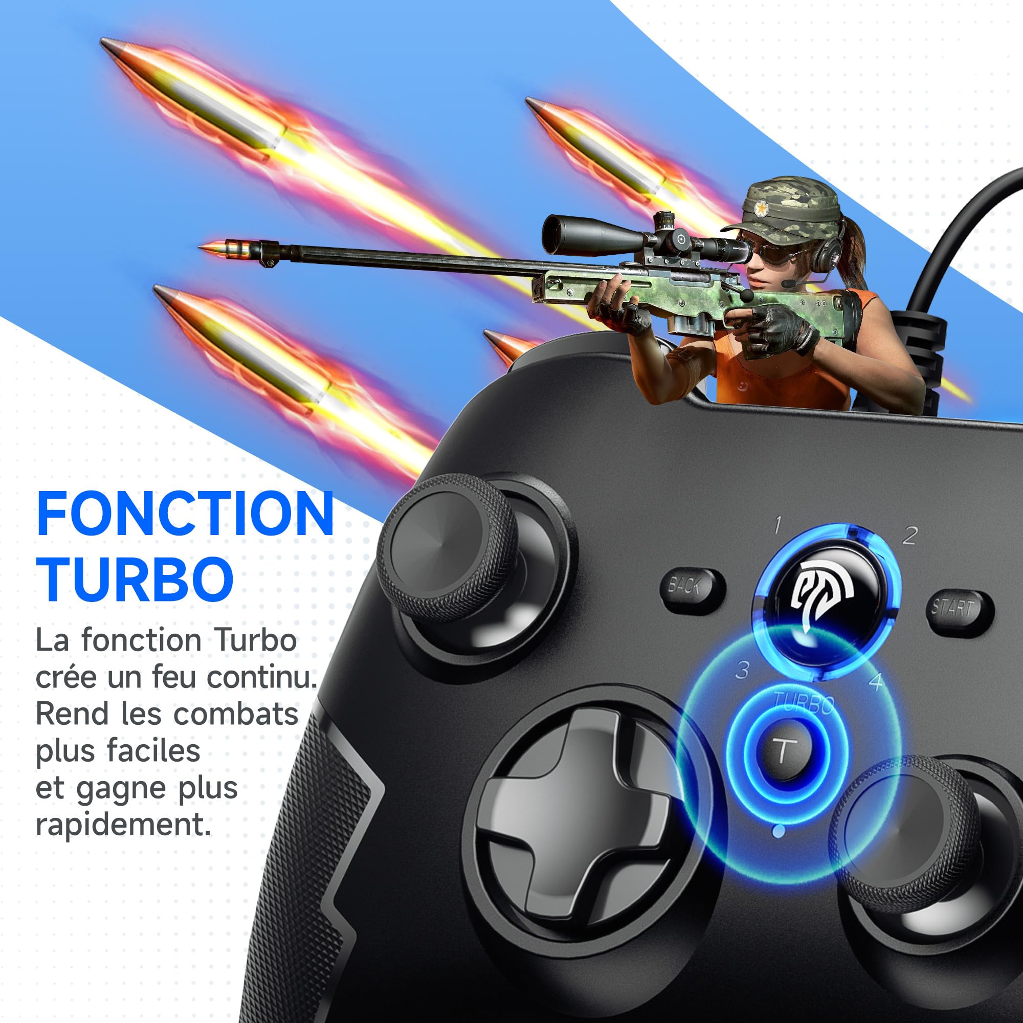 EasySMX Wired PC Game Controller - USB Joystick for Windows 7/8/10/XP with Dual Vibration & Triggers | Compatible with PC, PS3, Android TV Box, Tesla & Steam | Perfect for Gaming, Streaming & Emulator Play