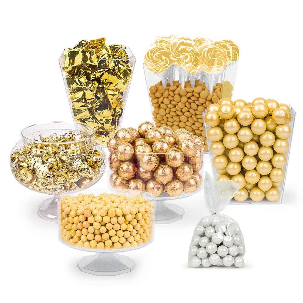 Premium Gold Candy Buffet Table Supplies - 12 lbs Bulk Candy for Dessert Bar, Wedding, Birthday Party & Baby Shower Decorations