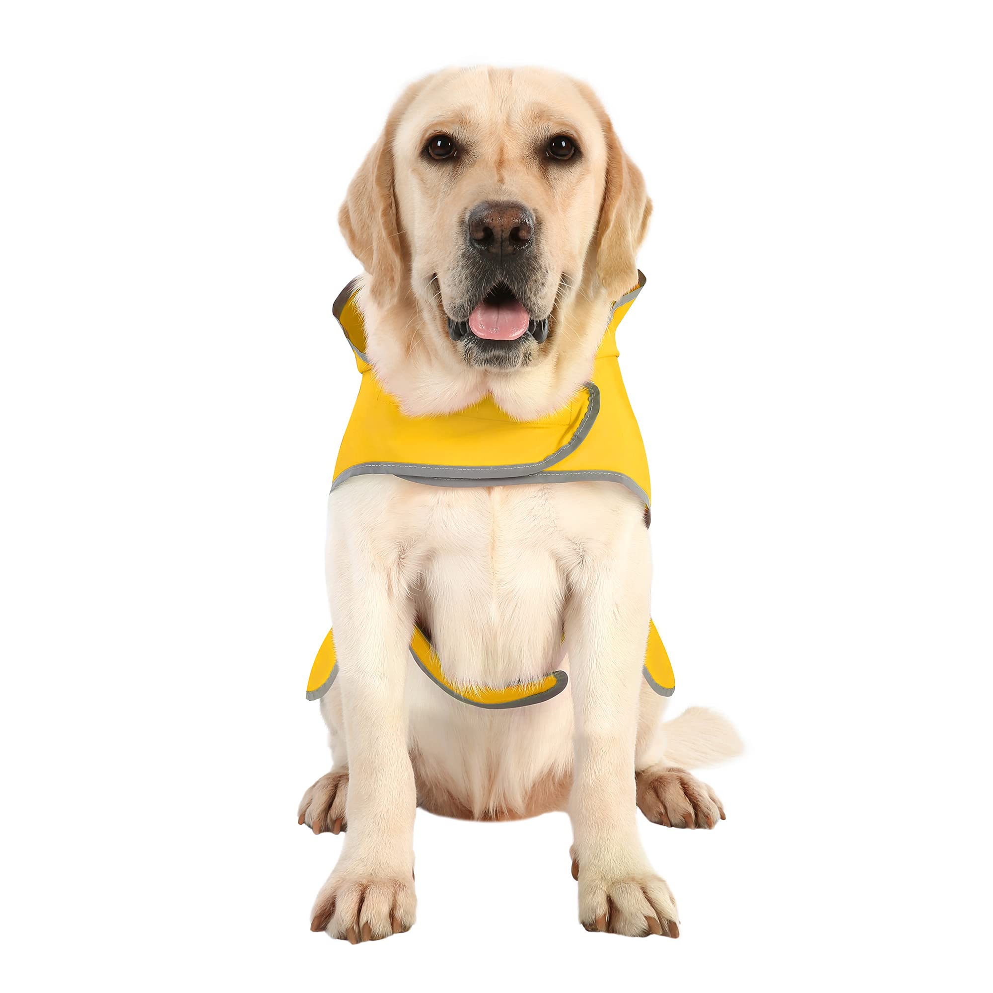 Waterproof Dog Raincoat with Hood & Leash Hole - Adjustable Belly Strap & Reflective Strips for Small Medium Large Dogs - Lightweight Pet Rain Jacket for Walking, Hiking & Outdoor Adventures