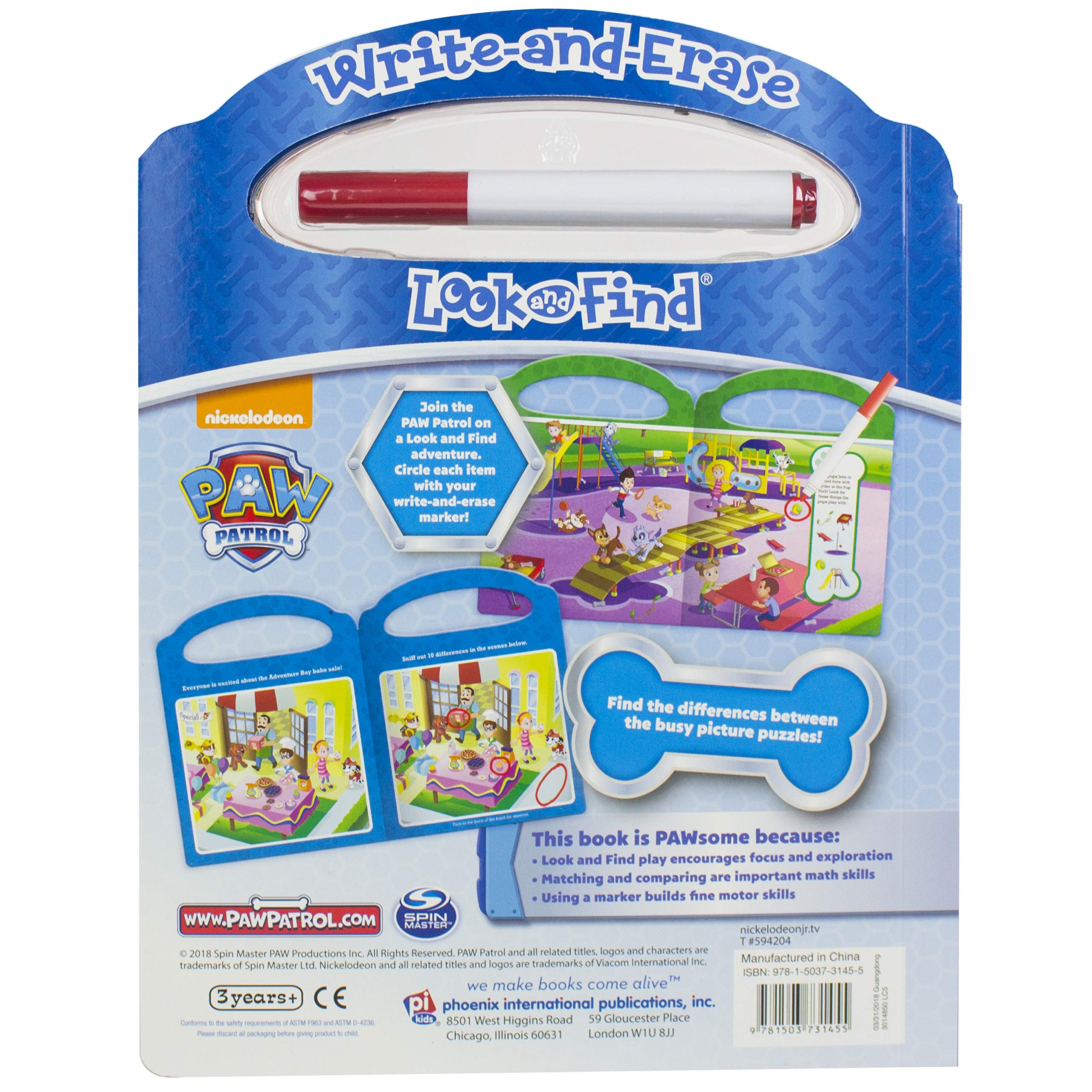 Paw Patrol Write and Erase Look and Find Wipe Clean Board Book - Interactive Learning Activity for Kids - Perfect for Preschool Education & Travel Entertainment