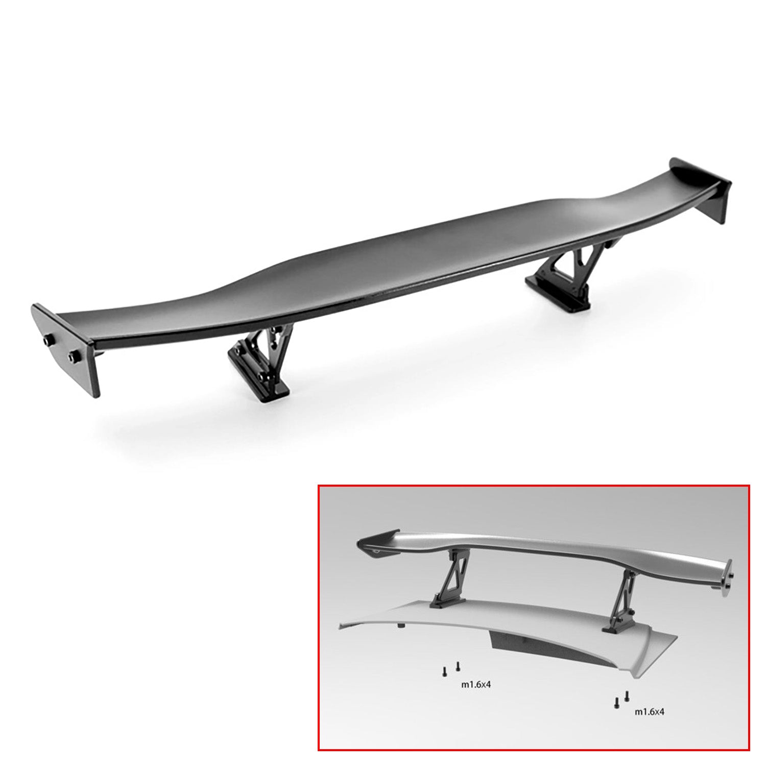 R34 1/8 Scale Aluminum Alloy Side Skirts & Rear Wing for RC Drift Racing Cars - High Speed Performance Upgrade for Remote Control Vehicles | Perfect for Competitive Racing & Drift Tracks