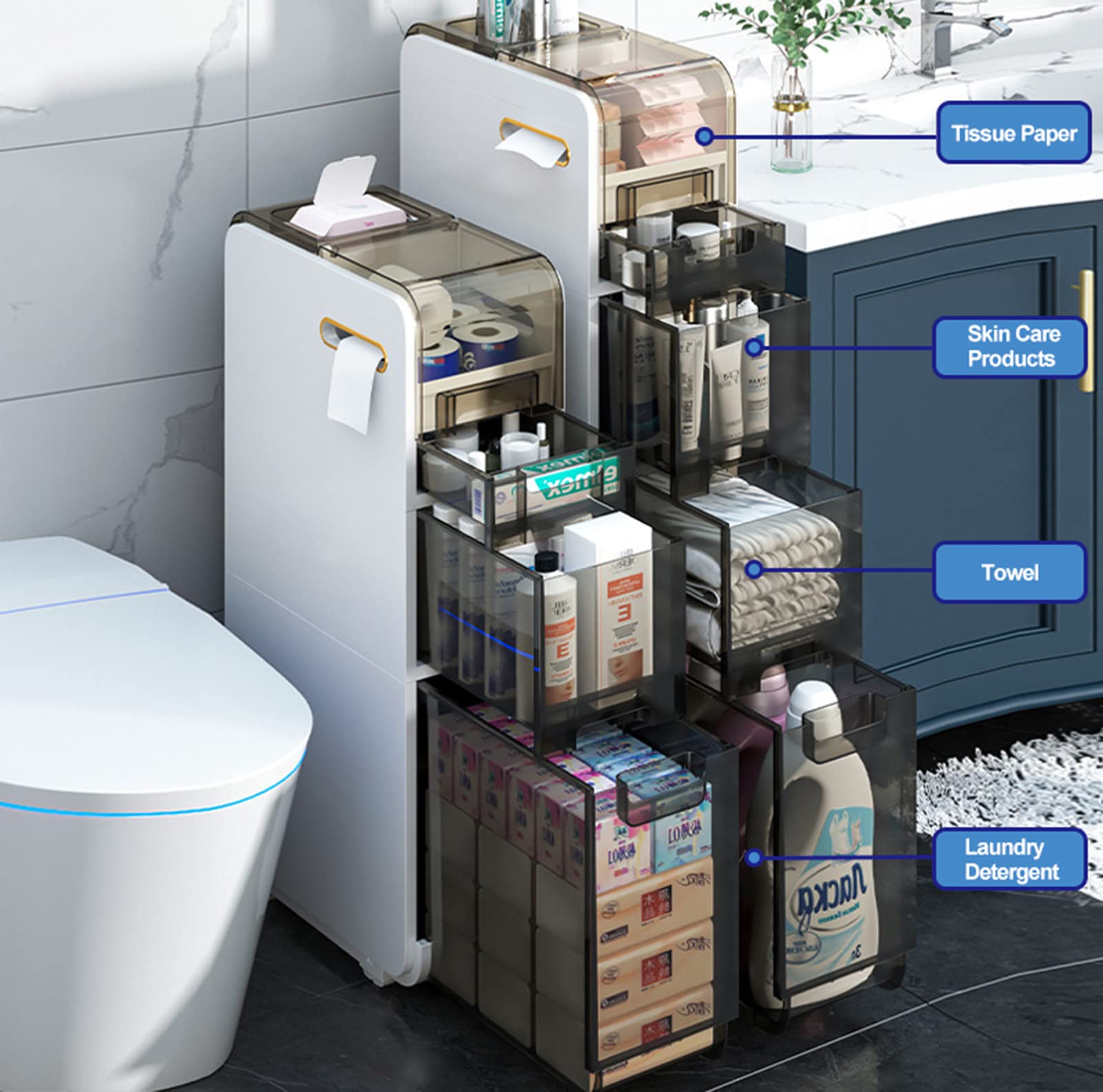Narrow Slim Bathroom Storage Cabinet - 6.69