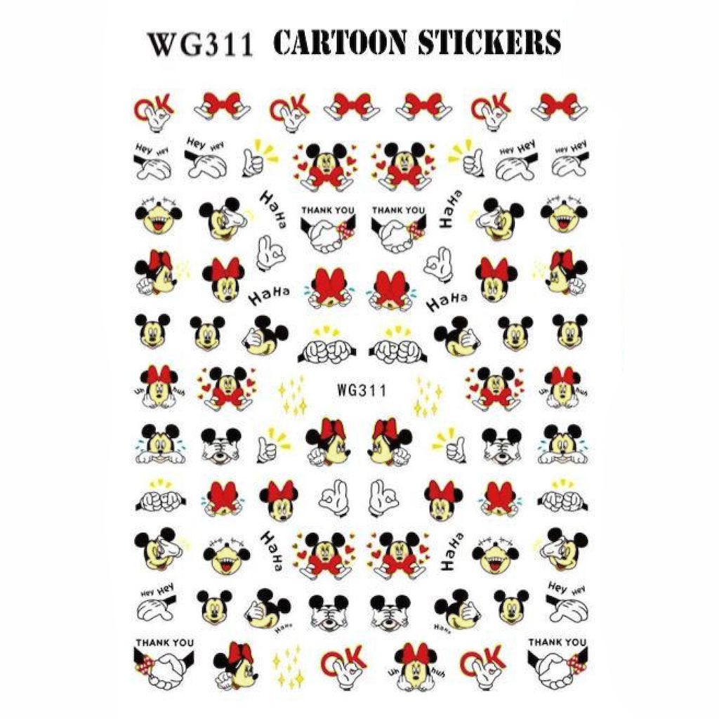 Cute Cartoon Nail Art Stickers - Waterproof DIY Nail Decals for Women & Girls - Perfect for Parties, Holidays & Everyday Nail Designs