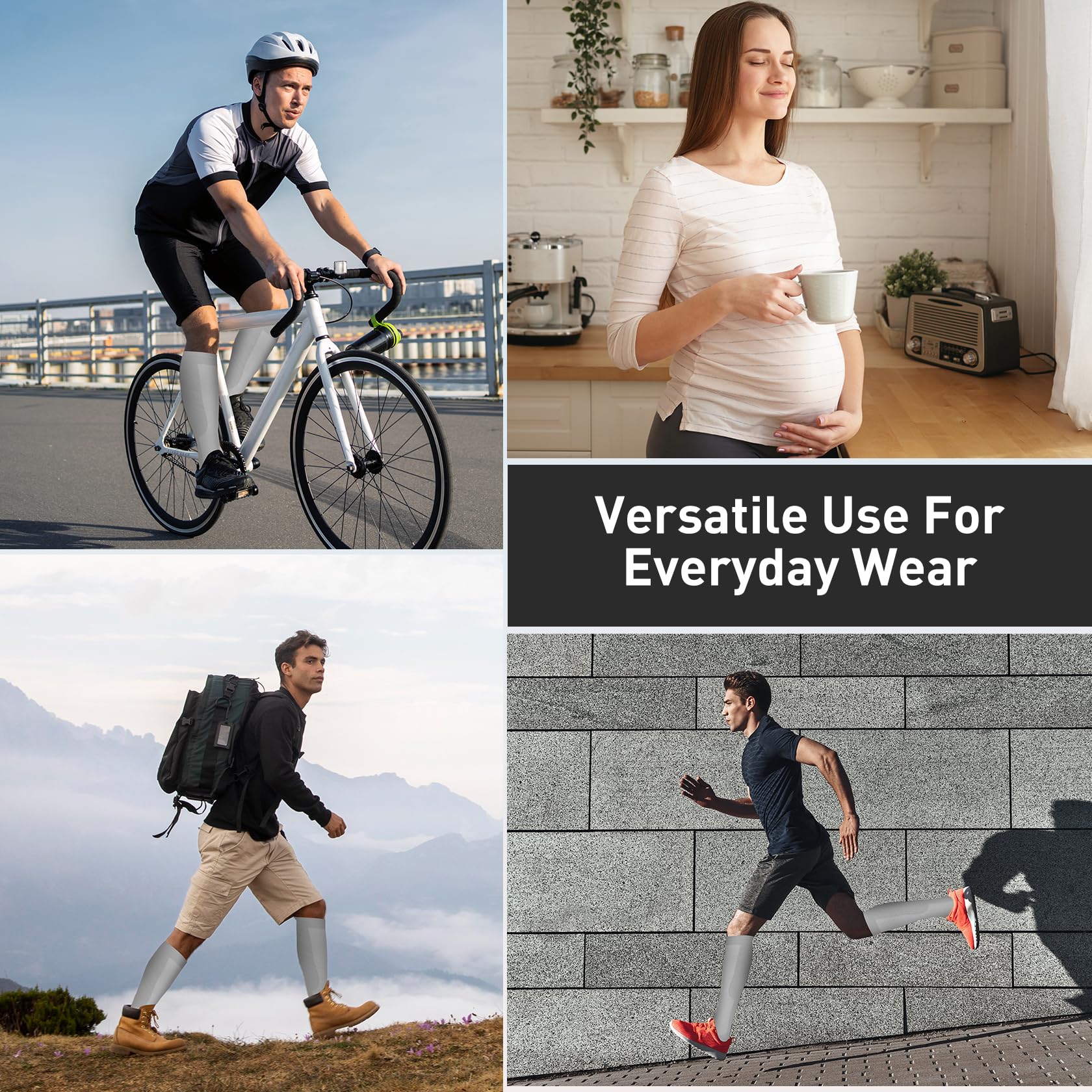 **Compression Socks for Women & Men – Knee High Graduated Support Toe Socks – Ideal for Running, Nursing, Travel & Long Flights**
