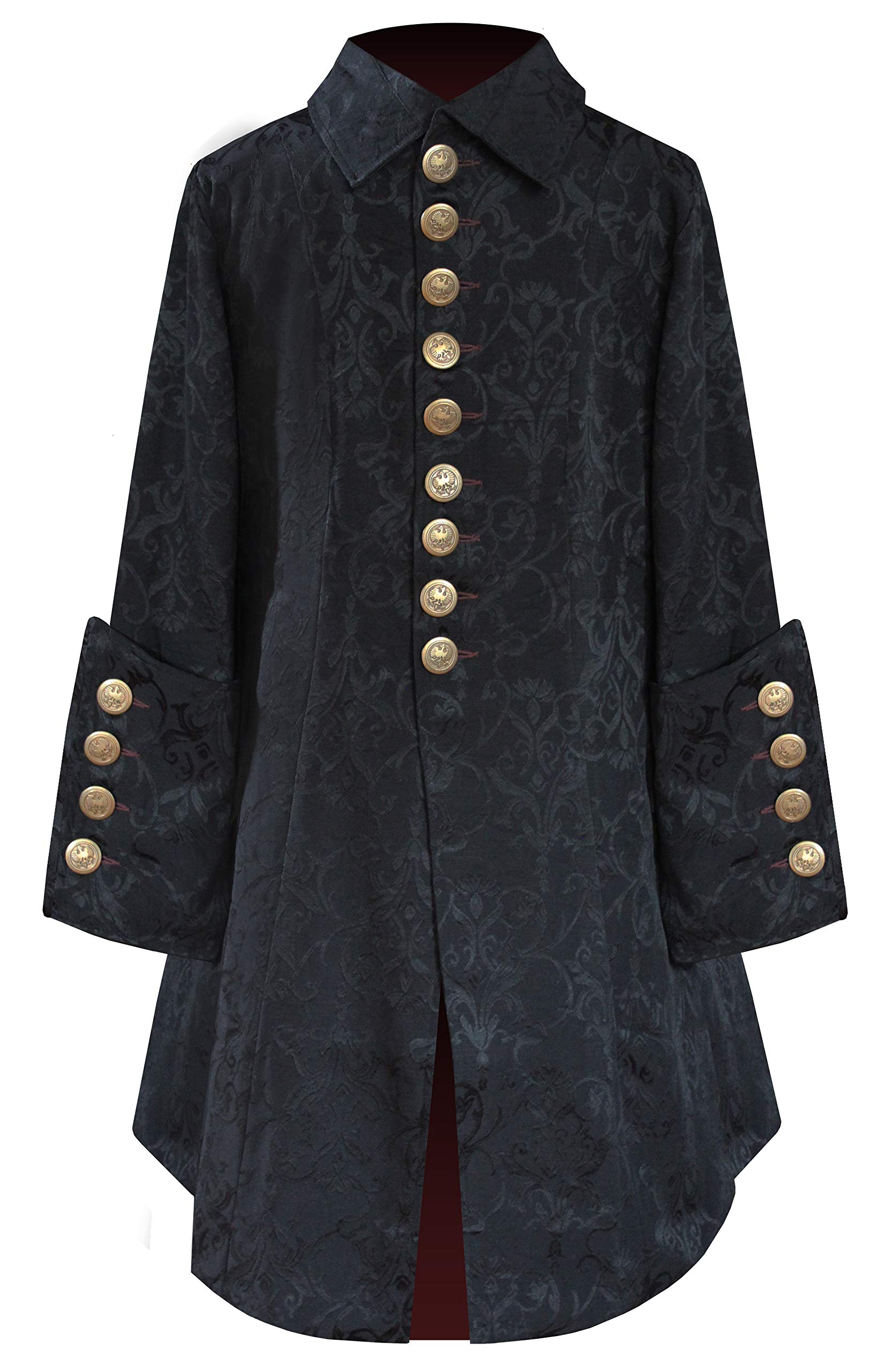 Steampunk Military Gothic Historical Pirate Civil War Men's Brocade Jacket - Vintage Costume Coat for Cosplay, Renaissance Fairs & Historical Reenactments