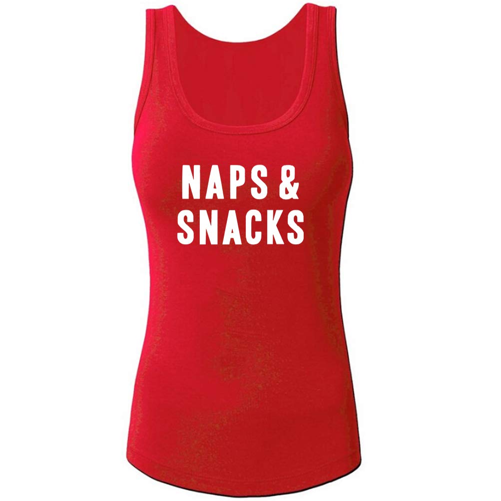 ANNE-QUEEN Women's Funny Naps & Snacks Graphic Casual Tank Top - Perfect for Summer Outfits, Lounge Wear, and Gifts