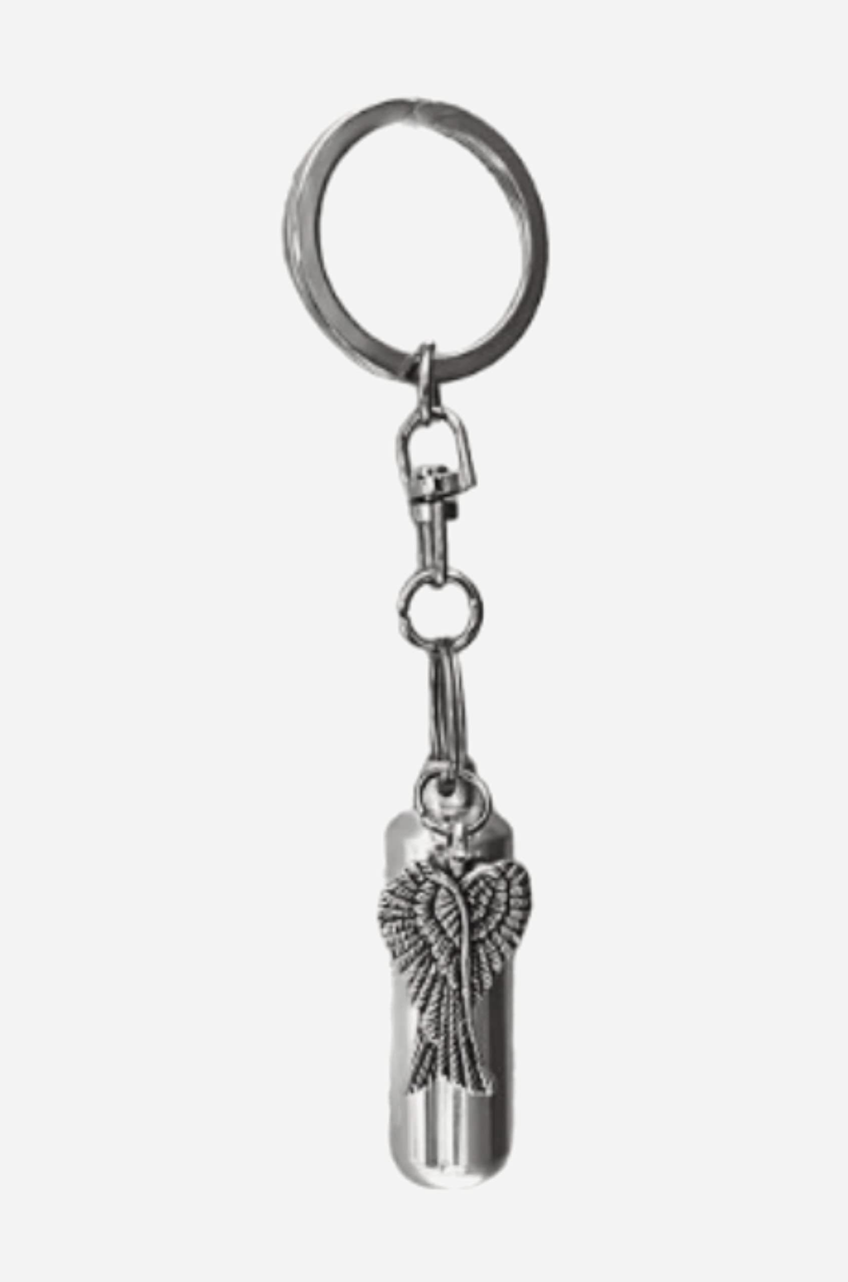 ANGEL WINGS ANOINTING OIL HOLDER - Stainless Steel Swivel Keychain with Velvet Pouch & Funnel - USA Made - Perfect for Spiritual Blessings, Prayer & Daily Carry