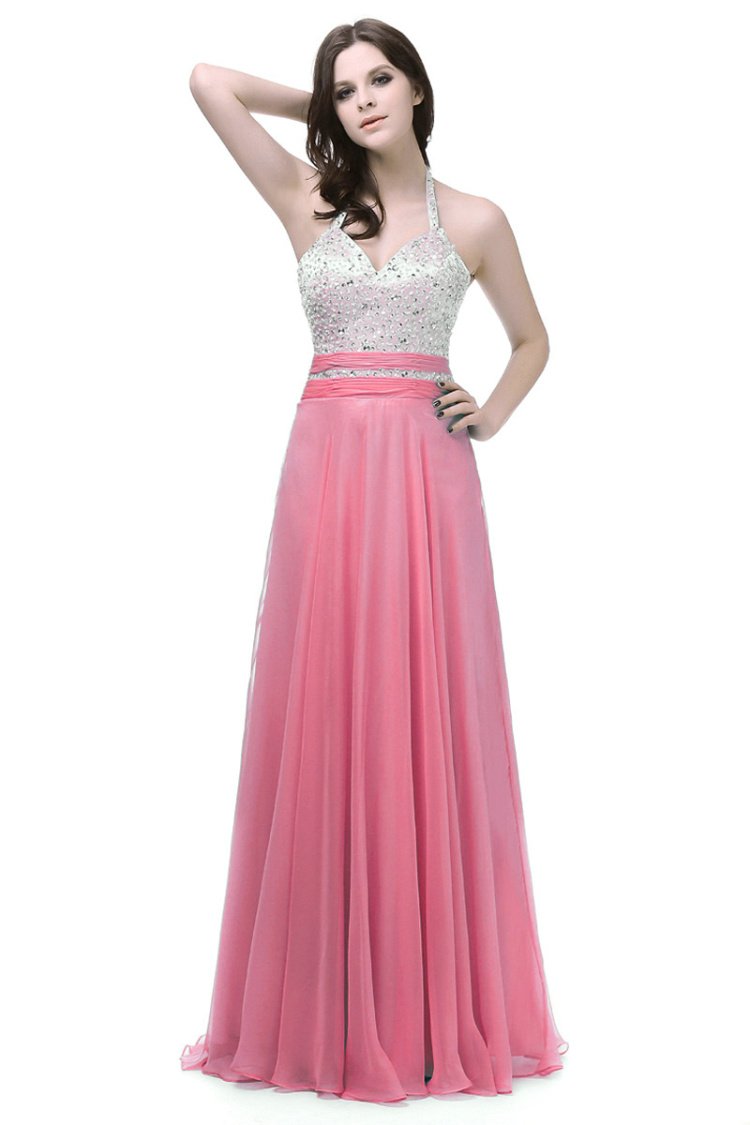 Elegant Long Chiffon Beaded Bridesmaid Dress for Women - Perfect for Prom, Wedding Party & Formal Evening Events