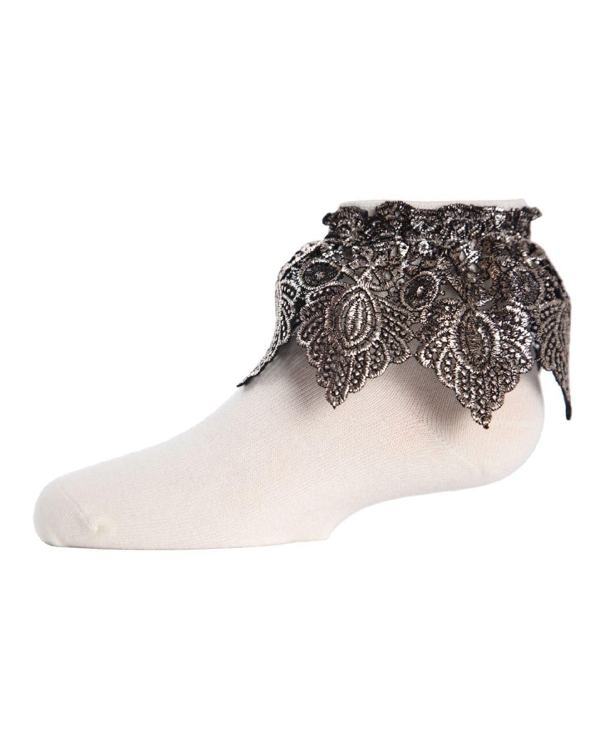 MeMoi Metallic Leaf Girls Cotton Blend Anklet Socks - Cute & Comfortable Socks for Toddler Girls, Kids & Teens - Perfect for School, Playtime & Everyday Wear