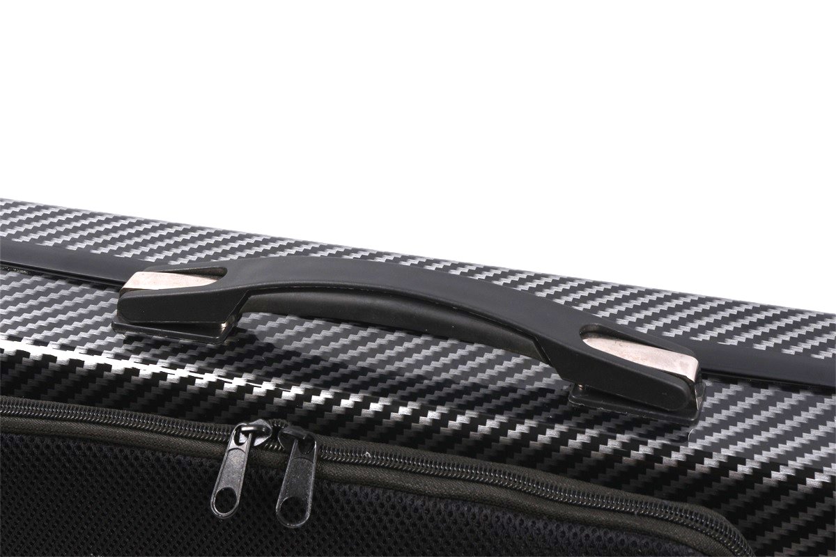 Carbon Fiber Violin Case - Lightweight & Durable Oblong Design for Full Size Violin with Music Sheet Pocket (Black) - Perfect for Travel, Performances & Music Lessons
