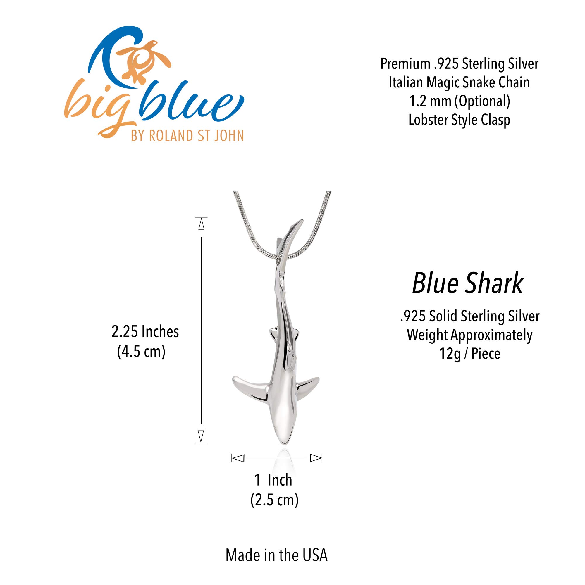 Realistic Blue Shark Pendant Necklace for Men & Women - Sterling Silver Shark Tooth Jewelry - Perfect Gift for Shark Lovers & Scuba Divers - Ocean Themed Accessories for Beach Parties & Marine Life Enthusiasts