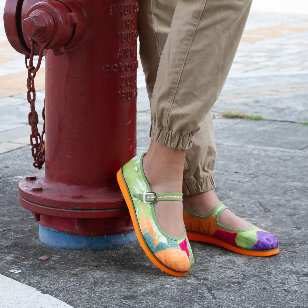 Medellín Primaveral Macondas® Women's Illustrated Mary Jane Shoes - Comfortable & Stylish Flats for Casual Wear, Office & Special Occasions