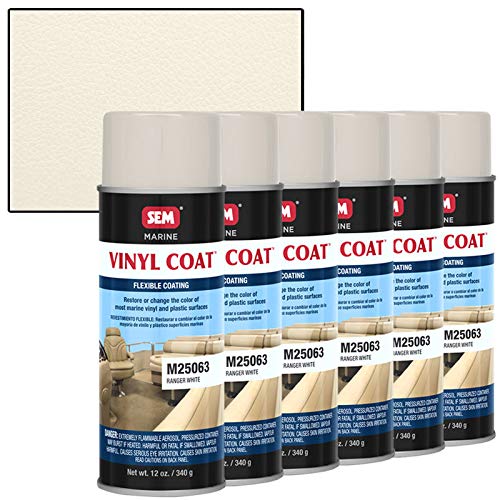 SEM M25063 Marine Vinyl Paint - Ranger White (6 Pack) - Durable Boat Upholstery & Marine Furniture Coating for Outdoor Use