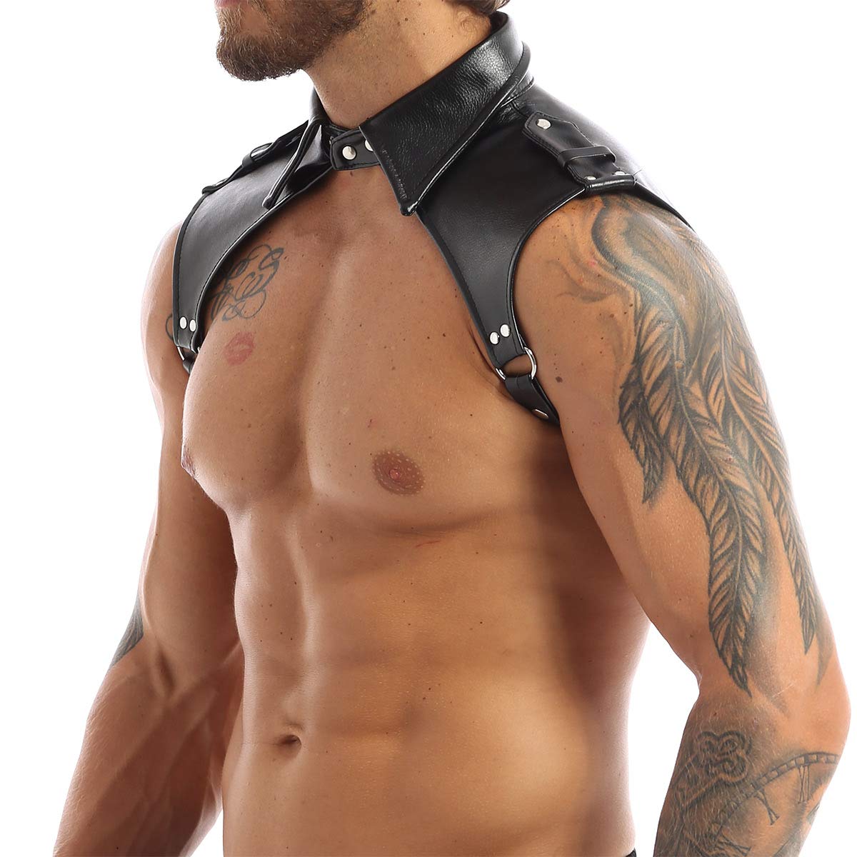 Men's Punk Harness Shoulder Chest Strap with Snap Button Buckles - Gothic Clubwear, Biker Outfit & Festival Costume Accessory