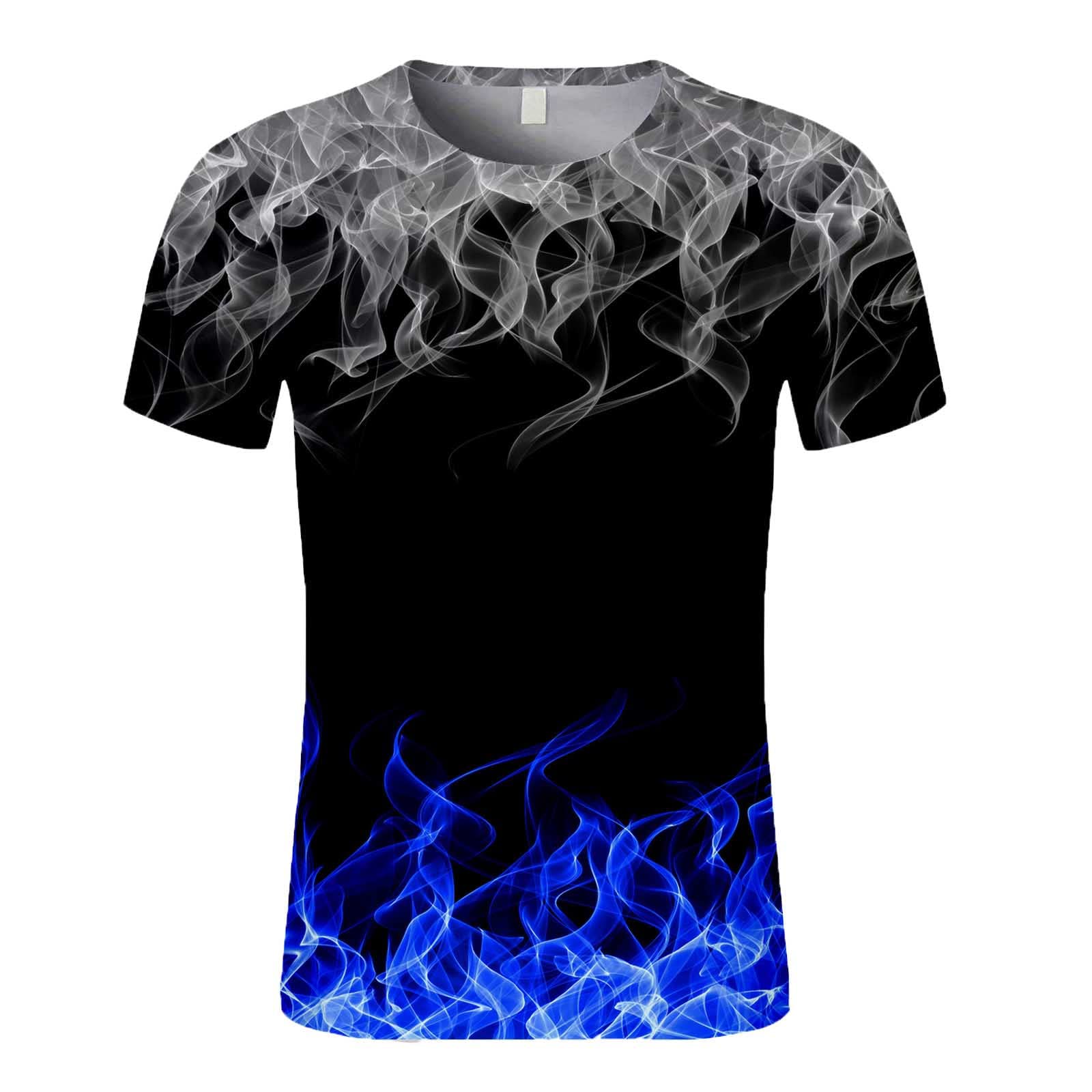 **Men's Slim Fit 3D Gradient Printed Short Sleeve T-Shirt - Crewneck Casual Tee for Sports & Everyday Wear**