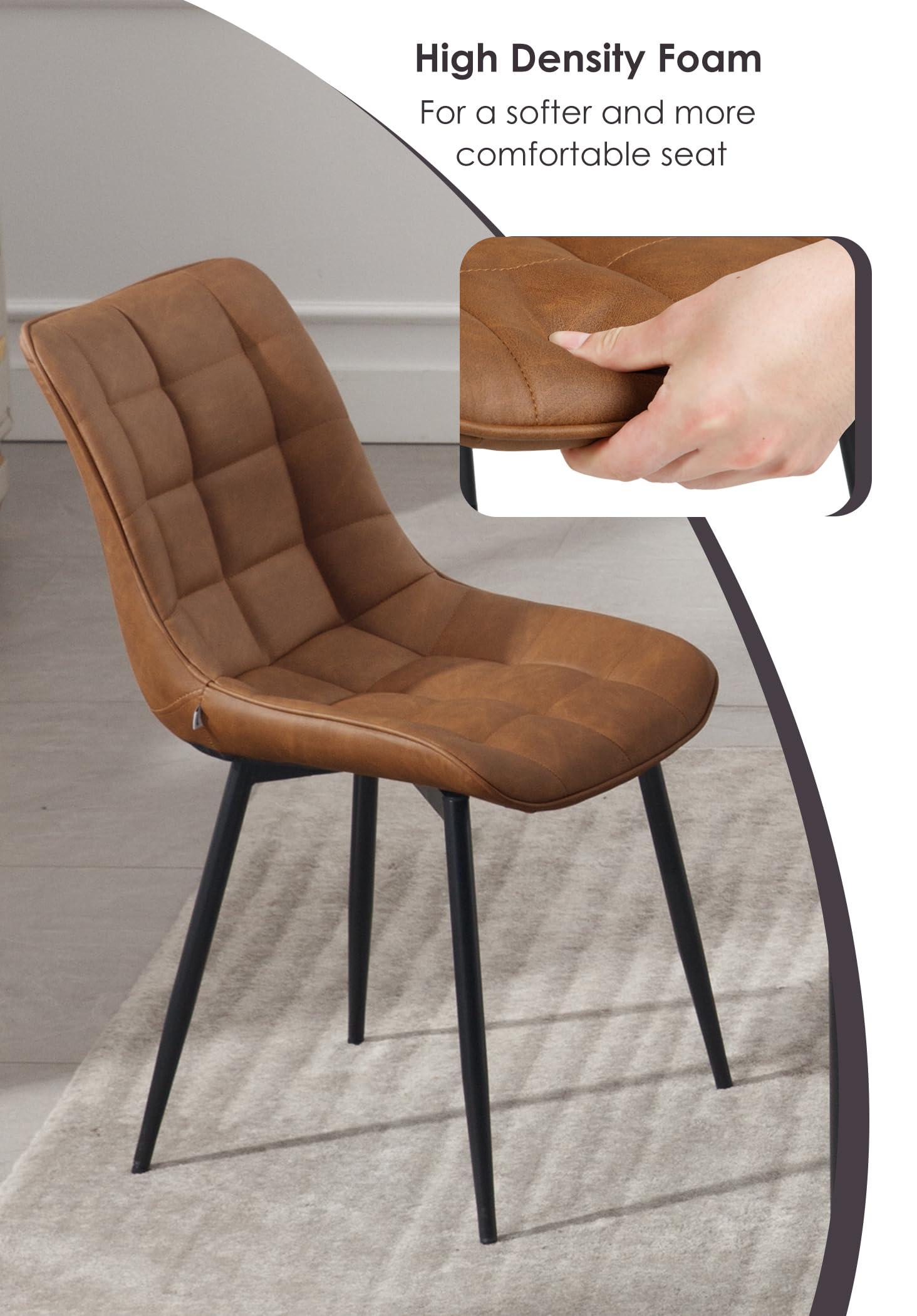 WOLTU 2-Piece Dining Chair Set - Light Brown Faux Leather Kitchen Counter Chairs with Backrest & Padded Seat for Living Room, Lounge & Reception Areas | Perfect for Small Spaces, Breakfast Nooks & Home Offices