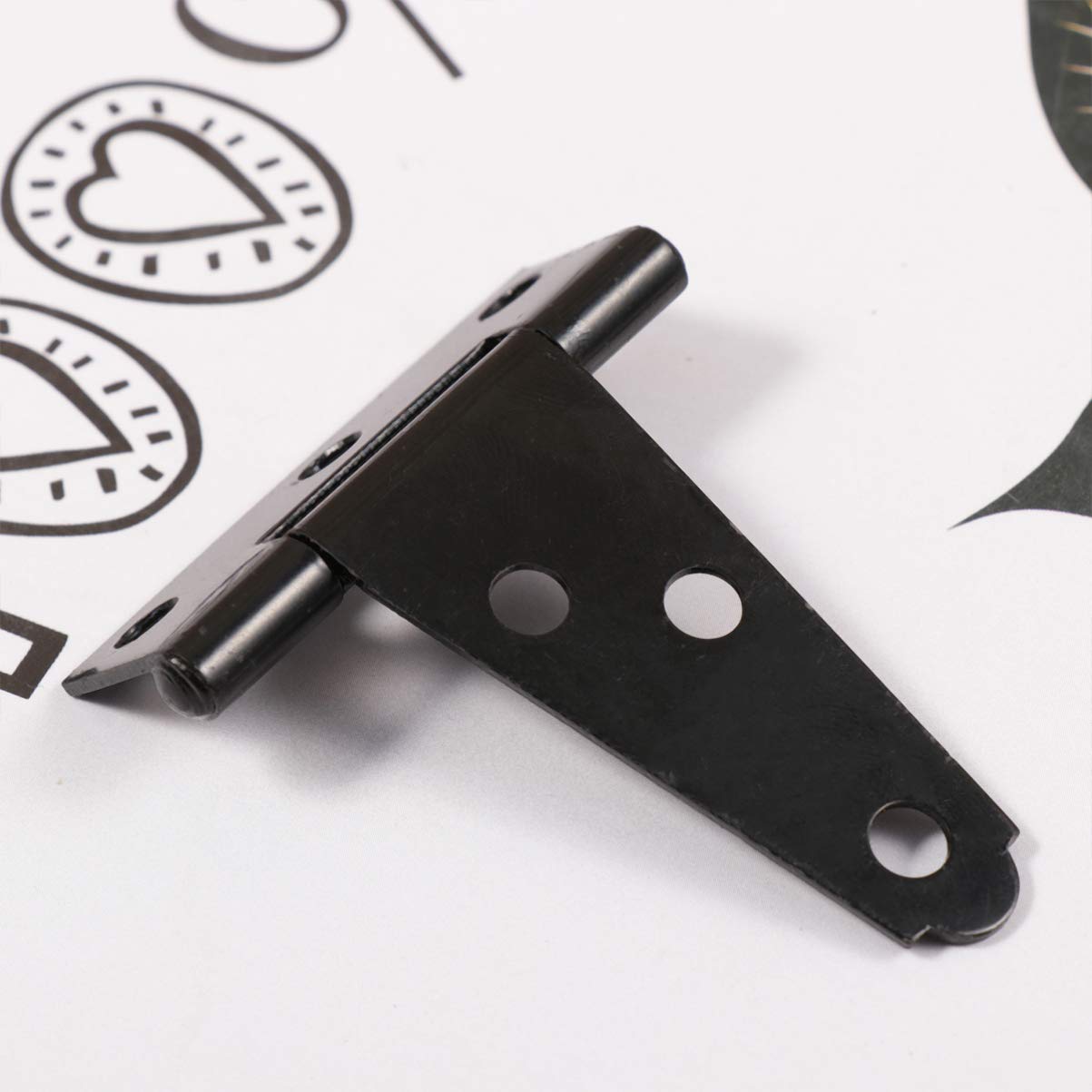 2 Pack T-Shaped Hinges - Flexible Black Gate Hinges for Kitchen Cabinets, Fences & Iron Doors (2 Inch) - Heavy Duty T-Strap Hinges for Windows, Venetian Hardware & Home Decor - Perfect for DIY Projects & Furniture Repair