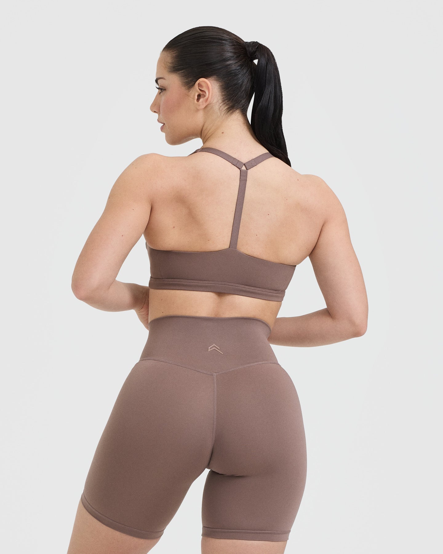 Timeless Square Neck Sports Bra for Women - High Support Workout Top in Cool Brown | Perfect for Yoga, Running & Gym