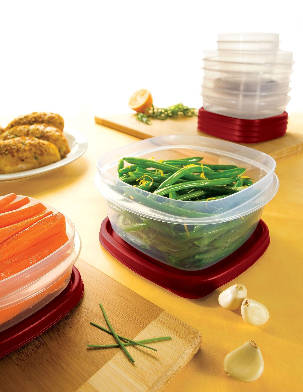 Rubbermaid Easy Find Lids Food Storage Containers Set - 18-Piece Airtight BPA-Free Kitchen Organization (Racer Red) for Meal Prep, Leftovers & Pantry Storage