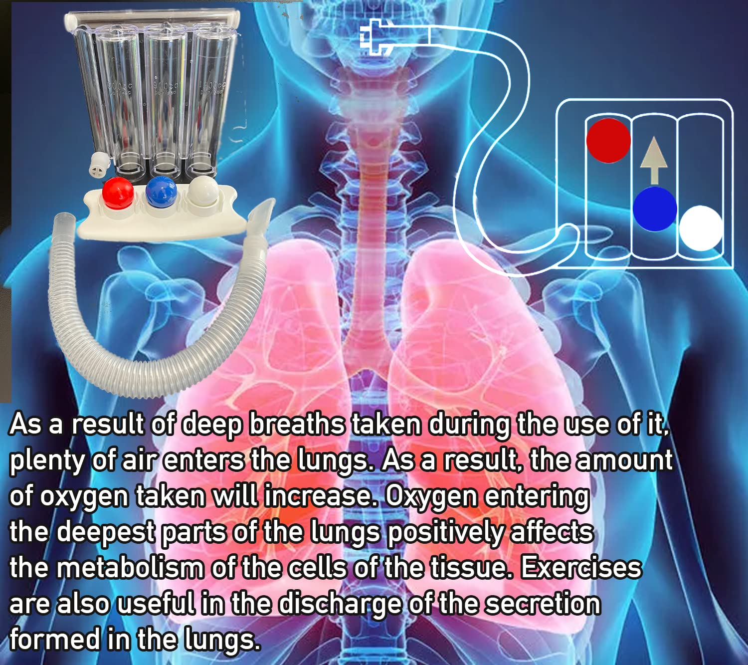 Deep Breathing Exercise Device for Lung Capacity - Portable Respiratory Trainer with Mouthpiece - Improve Breathing & Lung Health - Perfect for COPD, Asthma, Yoga & Meditation