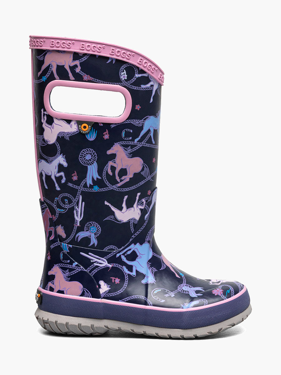 Kids' Rain Boots with Rodeo Horse Design - Waterproof & Comfortable for Outdoor Play, Puddle Jumping, and Farm Adventures