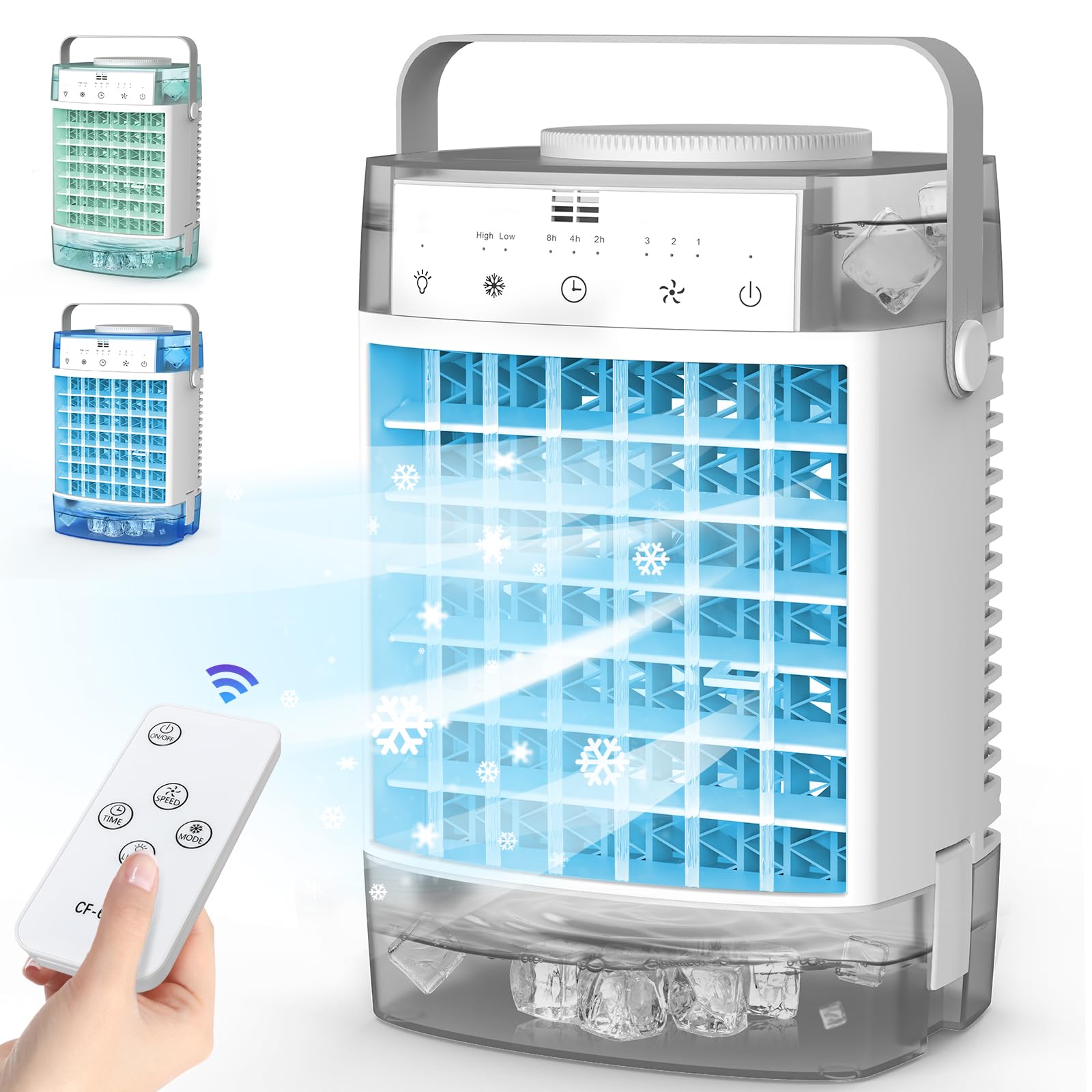 Portable Air Conditioner & Air Cooler - Mini Evaporative AC with Remote, 3 Speed Settings, 2/4/8H Timer, 3 Modes, Colorful Night Light - Perfect for Bedroom, Office, Car & Small Spaces | Stay Cool Anywhere