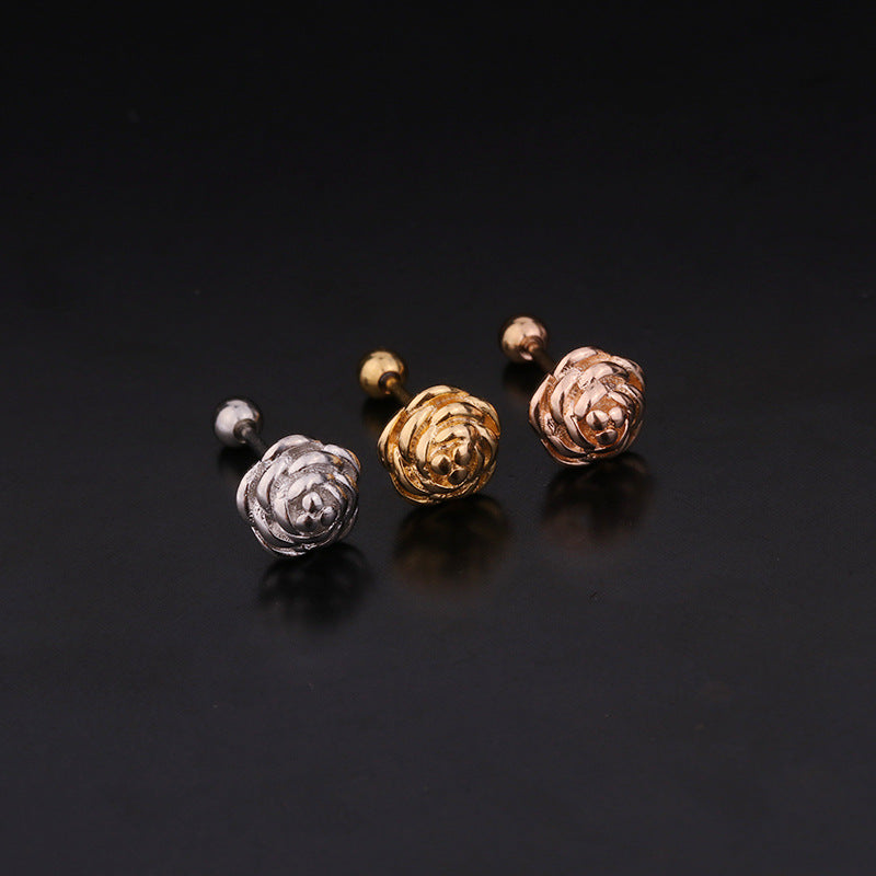 20G Hypoallergenic Rose Pearl Helix Cartilage Barbell Stud Earring | Surgical Steel Cartilage Piercing Jewelry for Women | Perfect for Helix, Tragus, and Conch Piercings