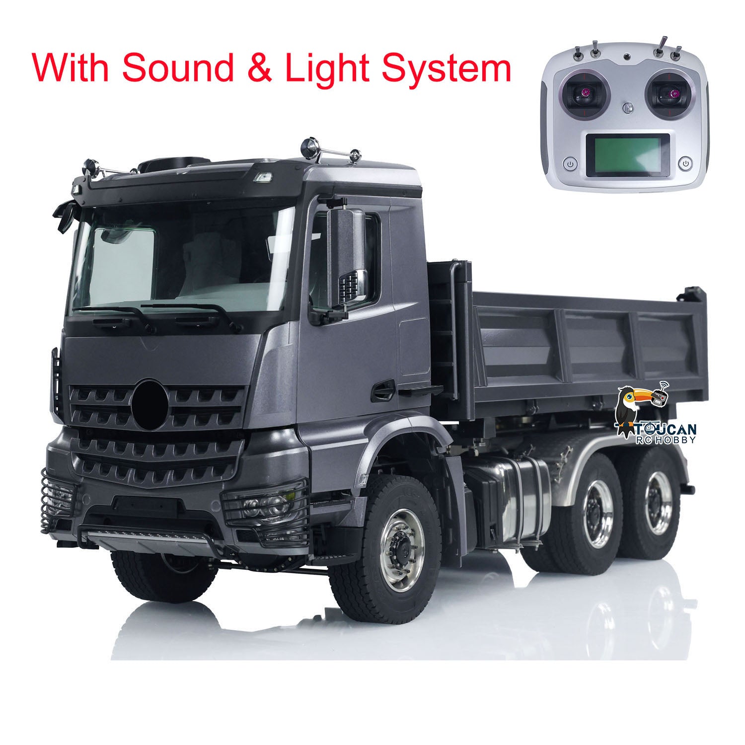 1/14 Scale 6x6 TOUCAN Hydraulic RC Dump Truck - Metal Construction, Radio Controlled Tipper Car with Differential Lock, LED Lights & Realistic Sound - Compatible with FlySky I6S Remote - Perfect for Construction Site Play, Off-Road Adventure & RC Hobby Enthusiasts