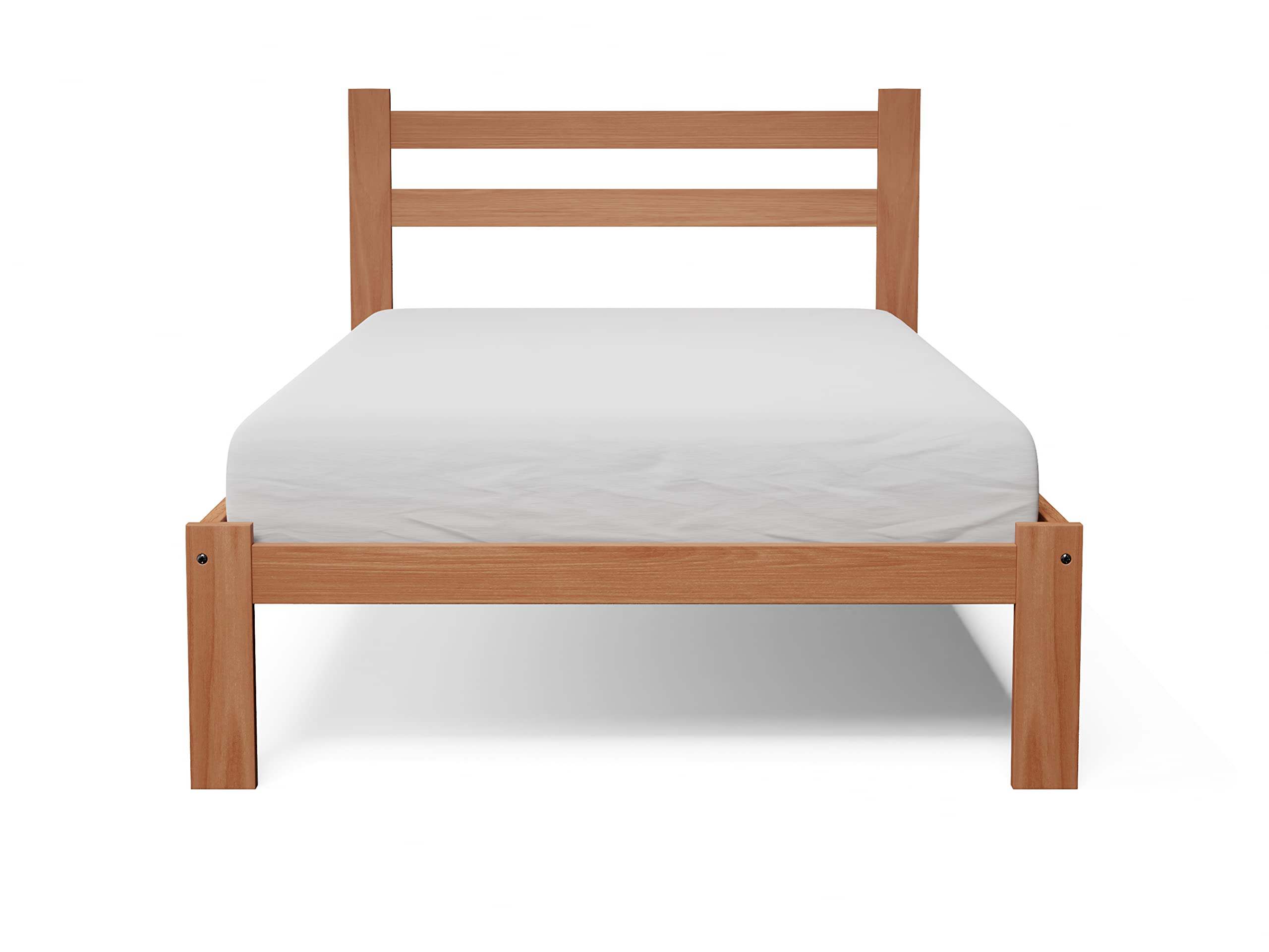 **Twin Size Bed Frame - Solid Pine Wood with Hardwood Slats, Honey Pine Finish - Sturdy Kids Bed for Boys & Girls Bedroom - Perfect for Guest Rooms, Dorms & Small Spaces**