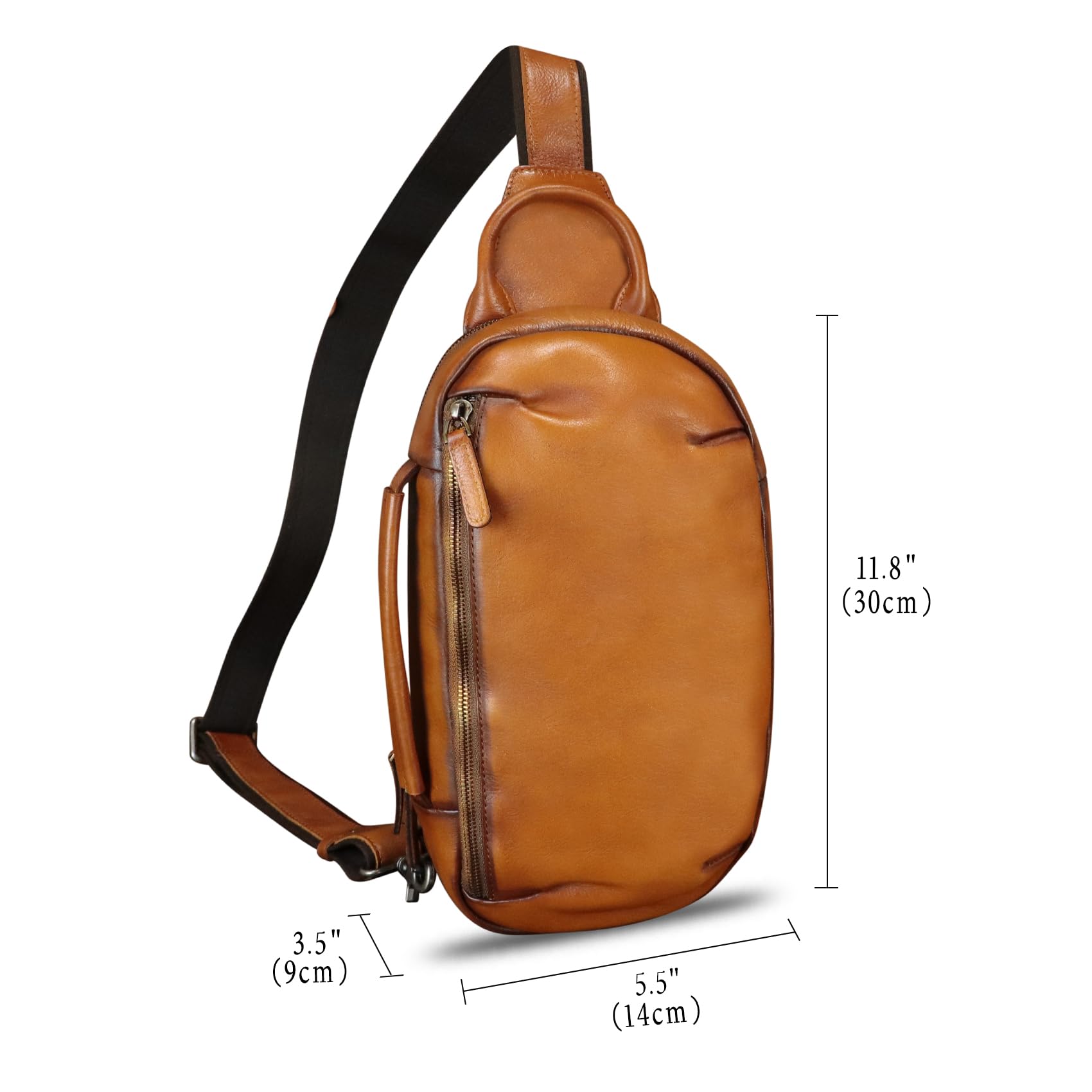 Genuine Leather Crossbody Sling Bag - Hand Painted Retro Shoulder Bag for Women & Men | Perfect for Travel, Work, and Everyday Use