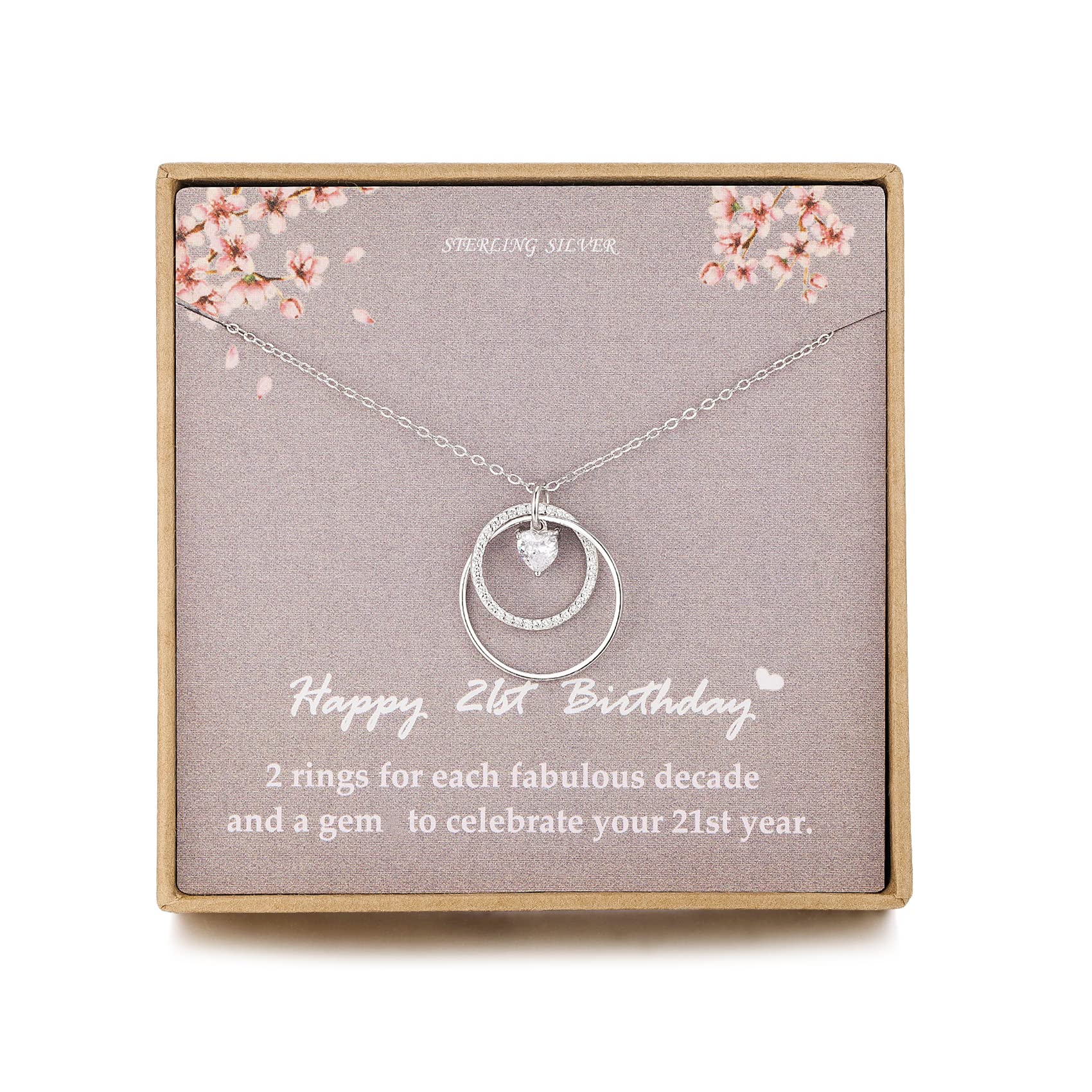 NOURISHLOV 21st Birthday Gifts for Women - Sterling Silver Double Circle CZ Necklace for Her | Elegant Jewelry Gift for Daughter, Best Friend or Girlfriend | Perfect for Anniversary, Graduation & Special Occasions