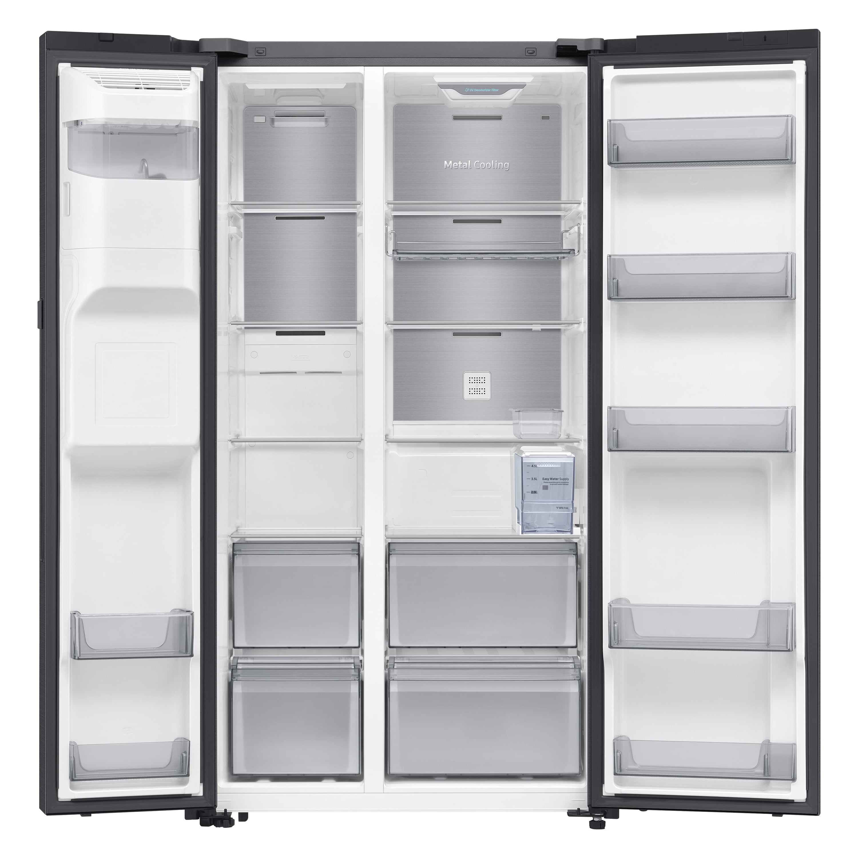 Samsung RS90F65D3FSS 615L Side by Side Refrigerator with Non-Plumbing Ice & Water Dispenser - Energy Efficient, Spacious Design for Large Families - Perfect for Kitchens, Offices & Entertaining Spaces