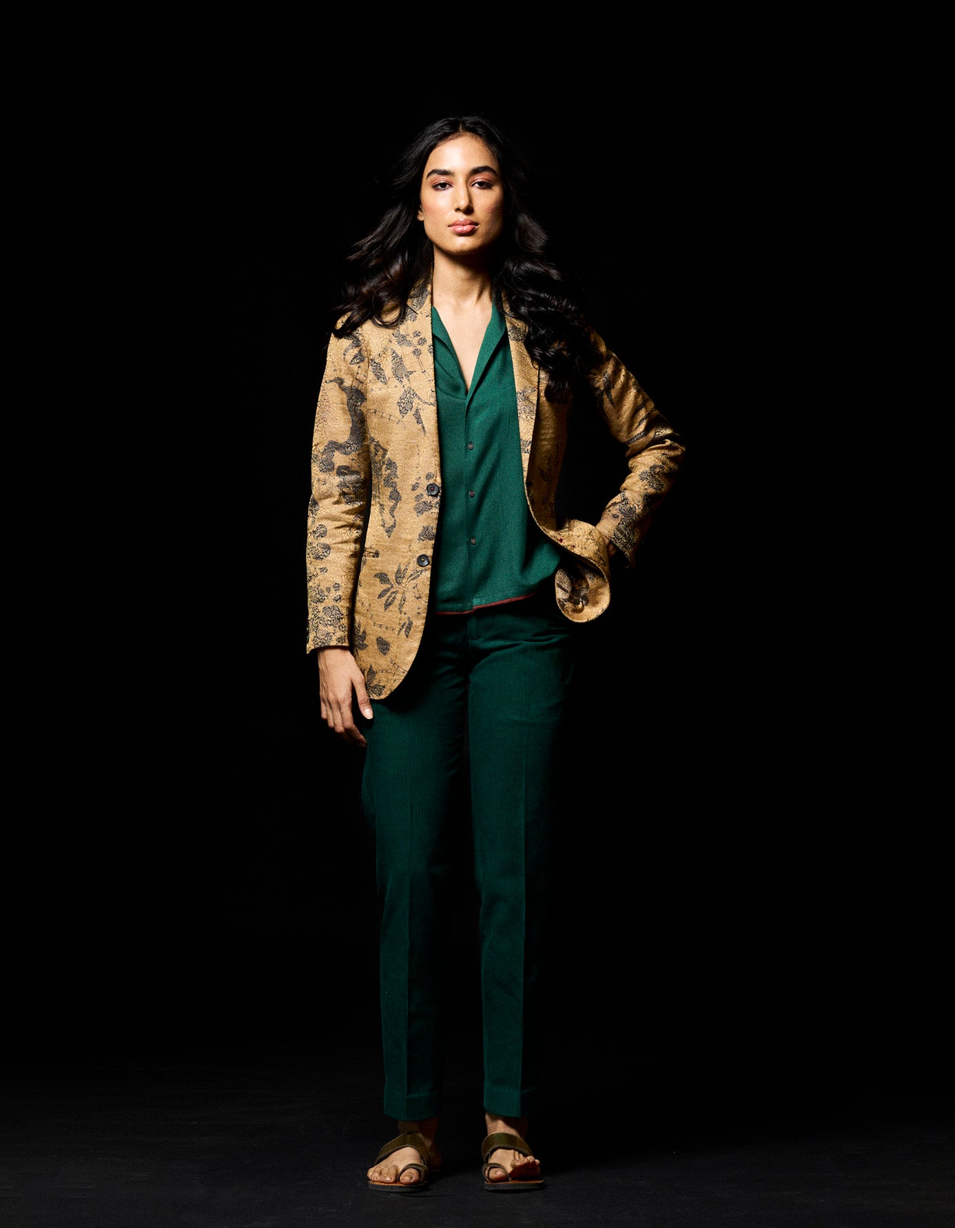 Rana Blazer - Elegant Muga Brocade Jacket in Beige | Perfect for Office Wear, Business Meetings & Formal Occasions