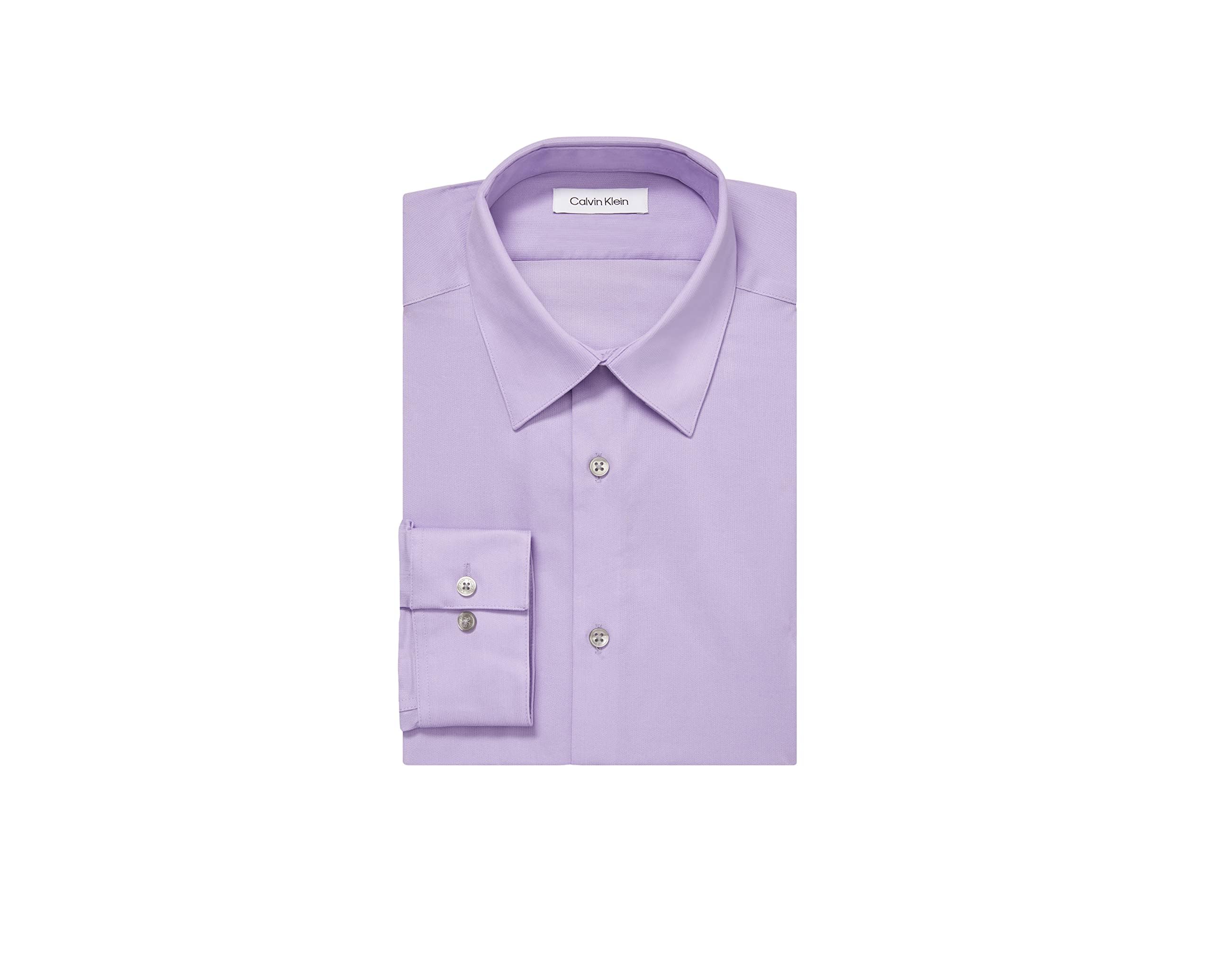 Calvin Klein Slim Fit Non-Iron Solid Dress Shirts for Men | Business Casual & Office Wear | Wrinkle-Free Formal Shirts