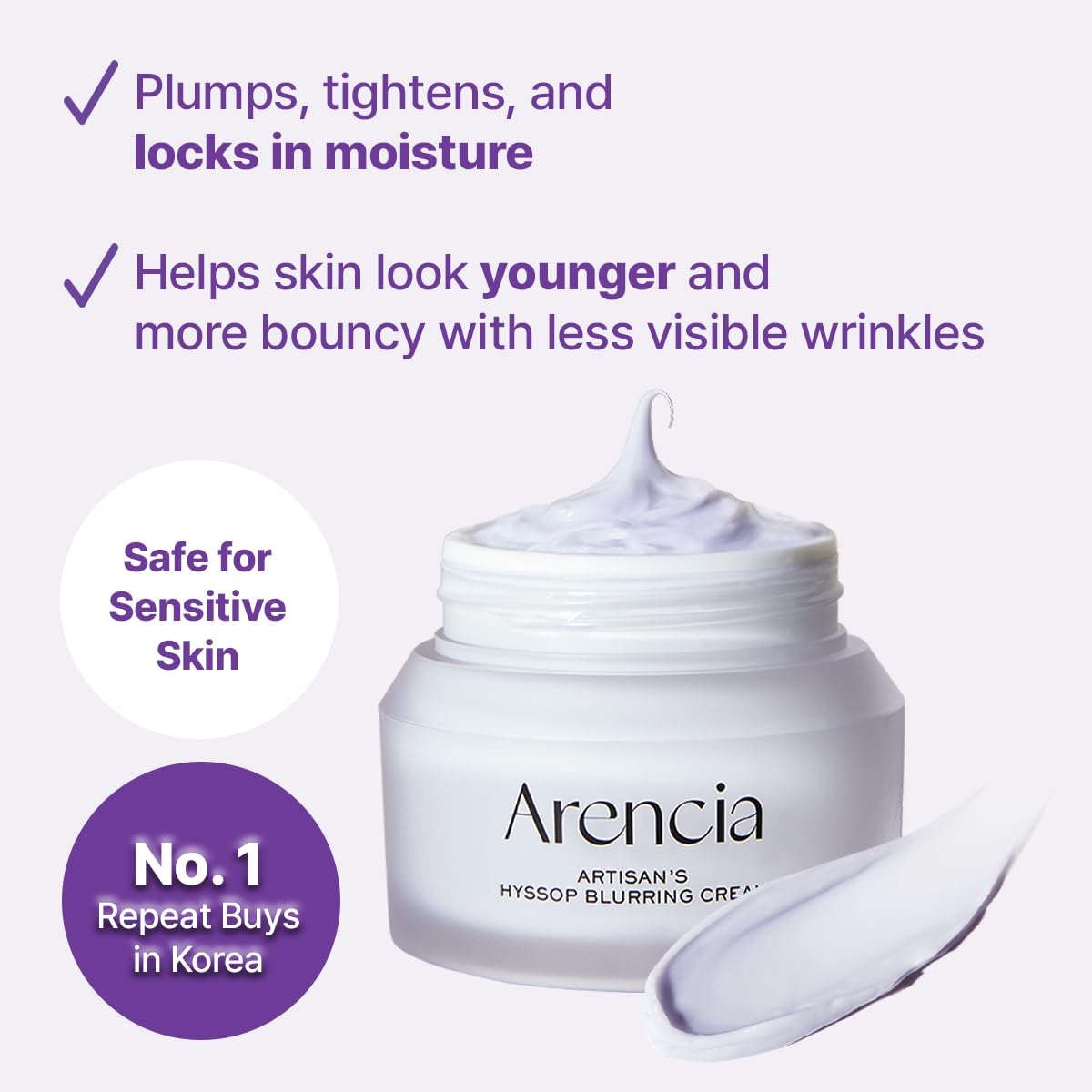 Hyssop Blurring Cream - Intense Collagen Face Moisturizer & Night Repair Cream for Anti-Aging | Nourishes Skin Barrier | Premium Korean Skincare (1.76oz) | Perfect for Nighttime Routine & Daily Hydration