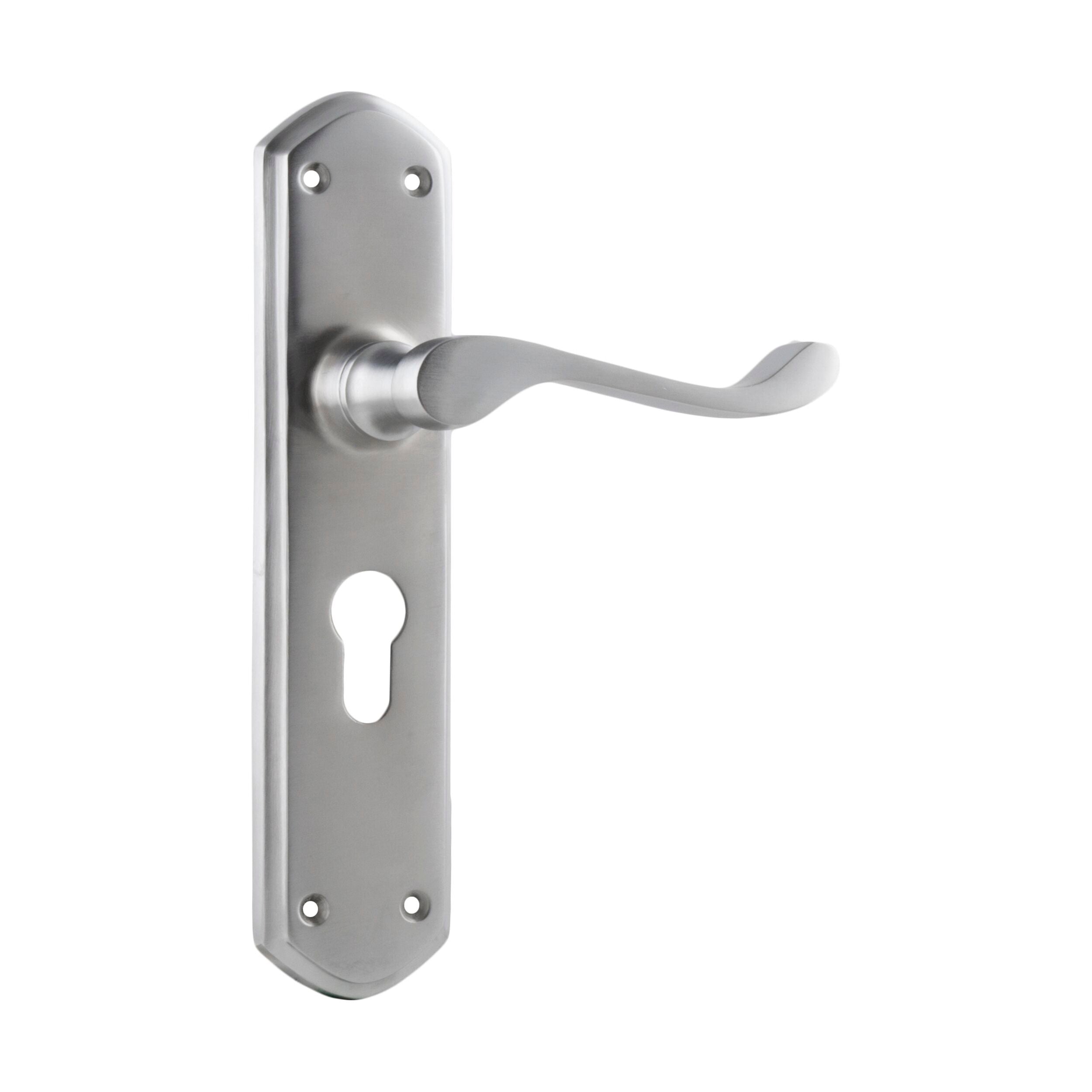 Windsor Euro Pair Door Lever Set in Satin Chrome - 0892E (H200xP60xW45mm) - Perfect for Interior Doors, Bedrooms & Office Spaces