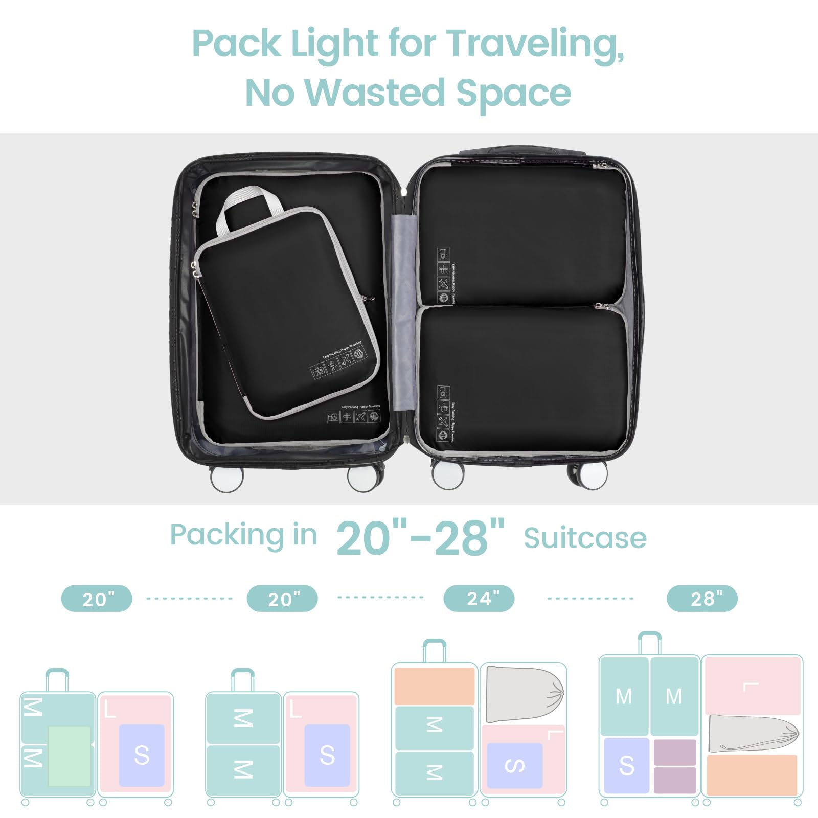 Cambond Compression Packing Cubes for Travel - 4-Piece Set of Luggage Organizers for Women, Space-Saving Carry-On Essentials | Perfect for Business Trips, Vacations & Weekend Getaways