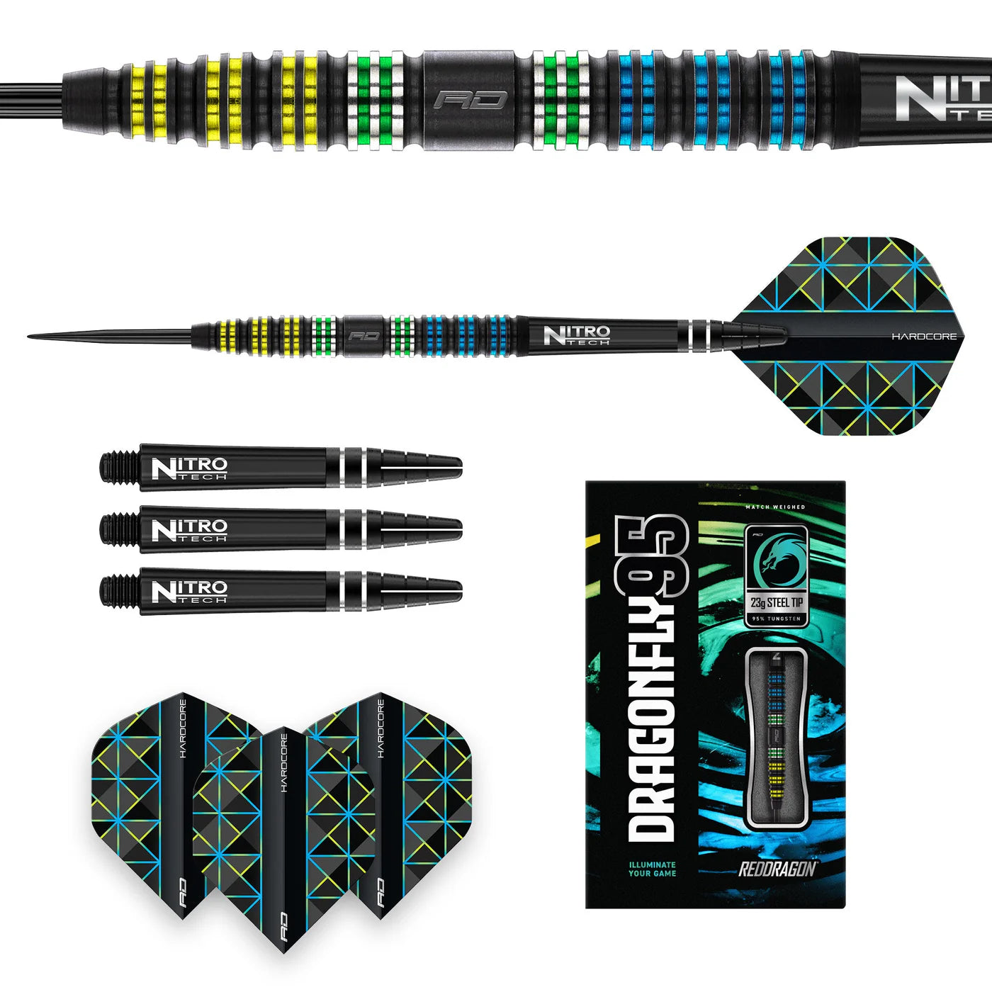 Premium RED DRAGON Dragonfly 95 Black Tungsten Darts - 95% Tungsten Alloy, 25g Weight - Perfect for Professional Darts Tournaments & Home Practice