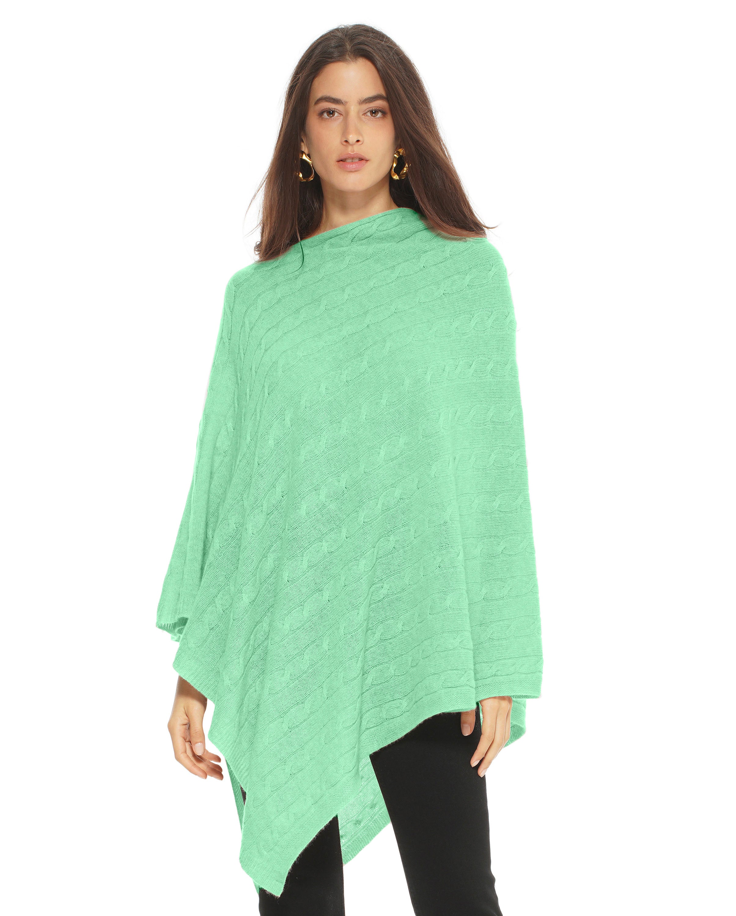 Luxury Women's Pure Cashmere Cable Knit Poncho - Soft Winter Shawl Wrap for Women - Perfect for Fall, Winter & Holiday Outfits