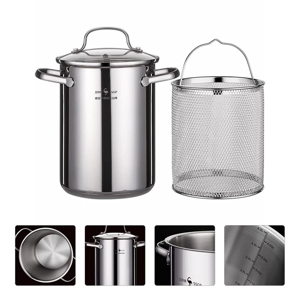 Premium Cabilock Stainless Steel Deep Fryer Pot Set - Japanese Style Tempura Fry Pan for Home Kitchen, Portable & Durable Frying Tool - Perfect for Cooking Tempura, Chicken Wings, and More