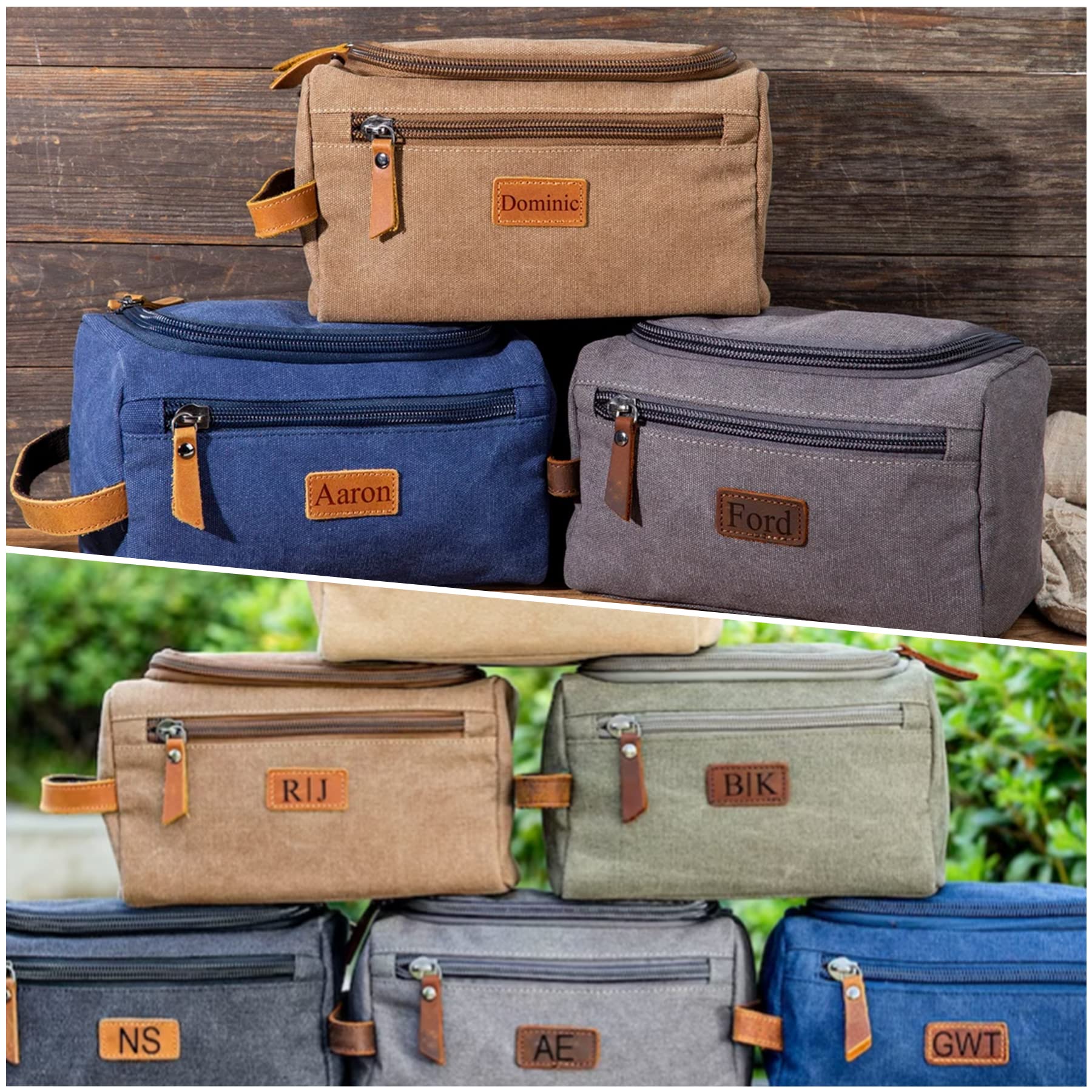 Personalized Men's Travel Toiletry Bag - Canvas Hanging Dopp Kit for Shaving & Cosmetics | Waterproof Makeup Organizer | Perfect Gift for Husband, Boyfriend | Ideal for Camping, Business Trips & Gym Use