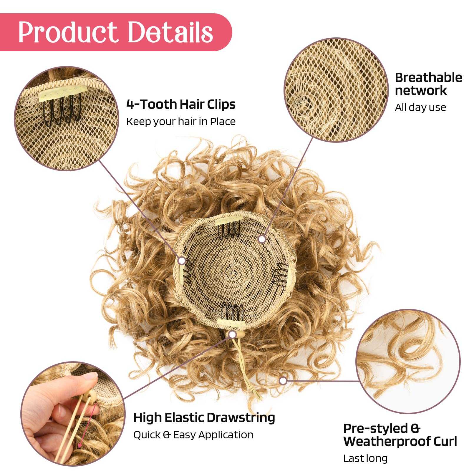 Messy Bun Hair Piece - Stretchy Elastic Drawstring Ponytail Holder for Women | Perfect for Workouts, Yoga, and Everyday Hairstyles
