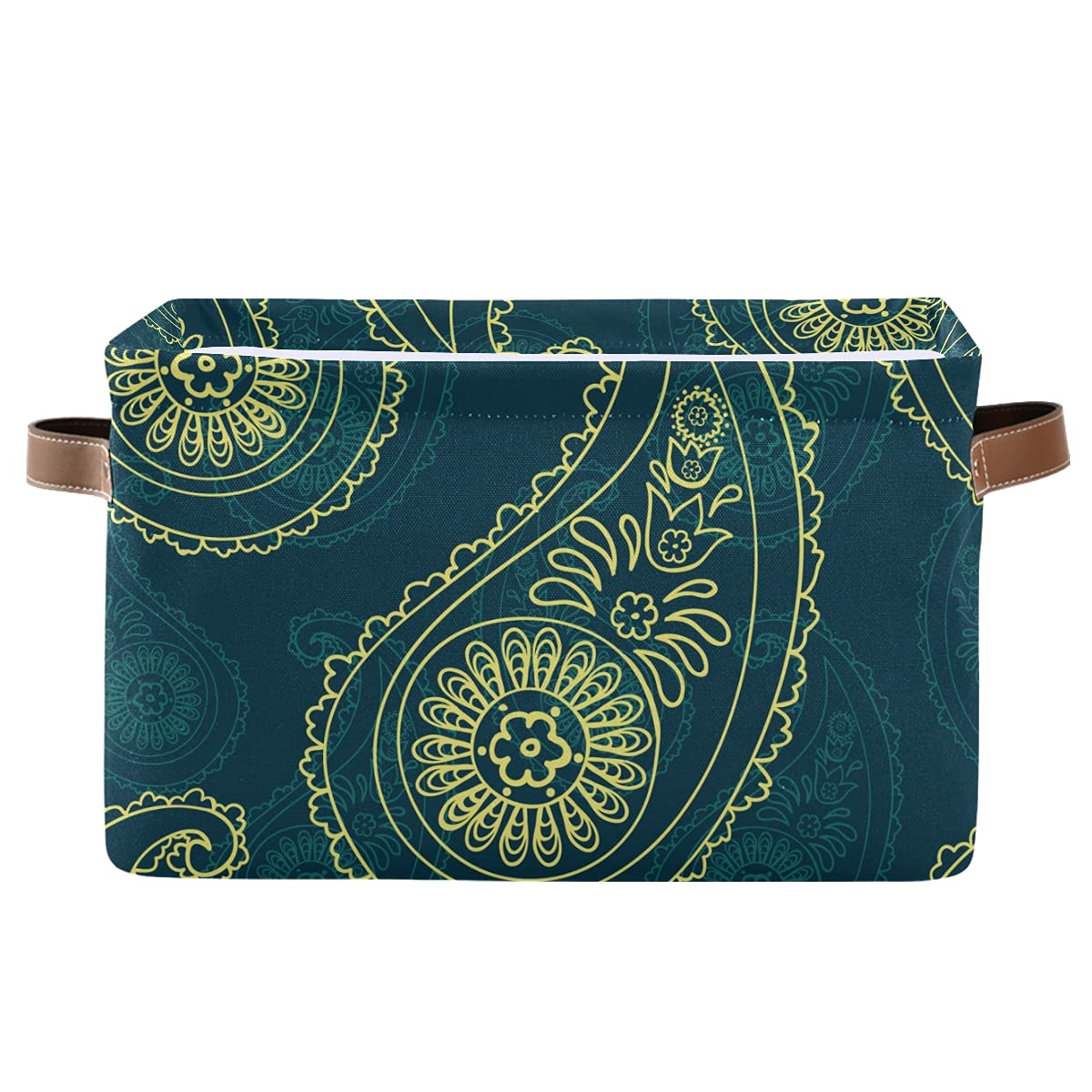 Paisley Pattern Foldable Fabric Storage Bins - Large Capacity Closet Organizers with Reinforced Handles | Perfect for Bedroom, Closet, Nursery & Office Organization