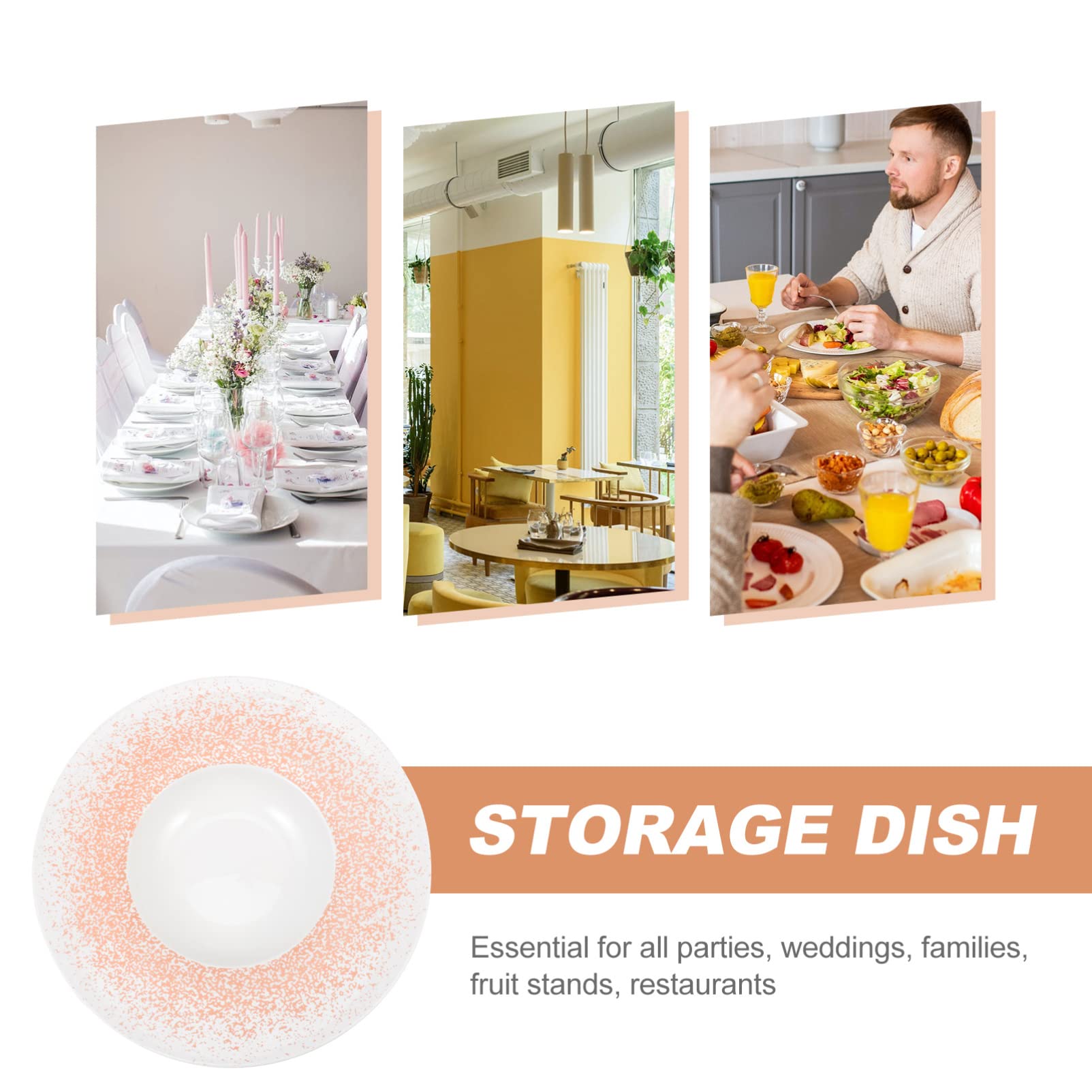 Premium Hemoton Porcelain Salad Plate Set - 1-Piece Rimmed Serving Bowl, Shallow Dish for Party Snacks, Candy & Appetizers | Elegant Ceramic Round Platter for Dining, Entertaining & Home Decor