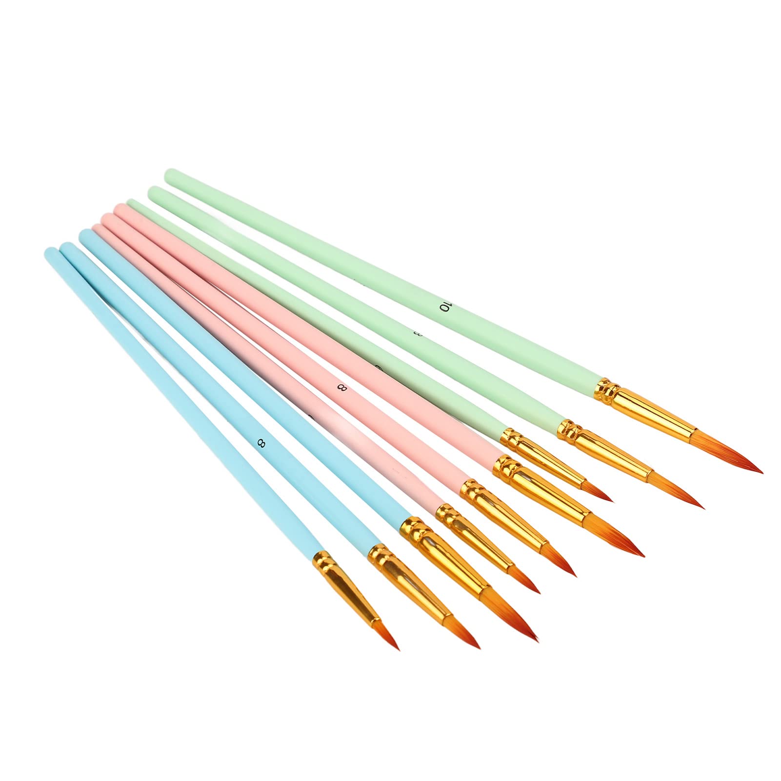 Premium Detail Paint Brushes Set - Round Nail Art Brushes in Blue, Pink & Green Colors for Professional Nail Design & Miniature Painting - Perfect for DIY Nail Art, Acrylic Painting & Model Detailing