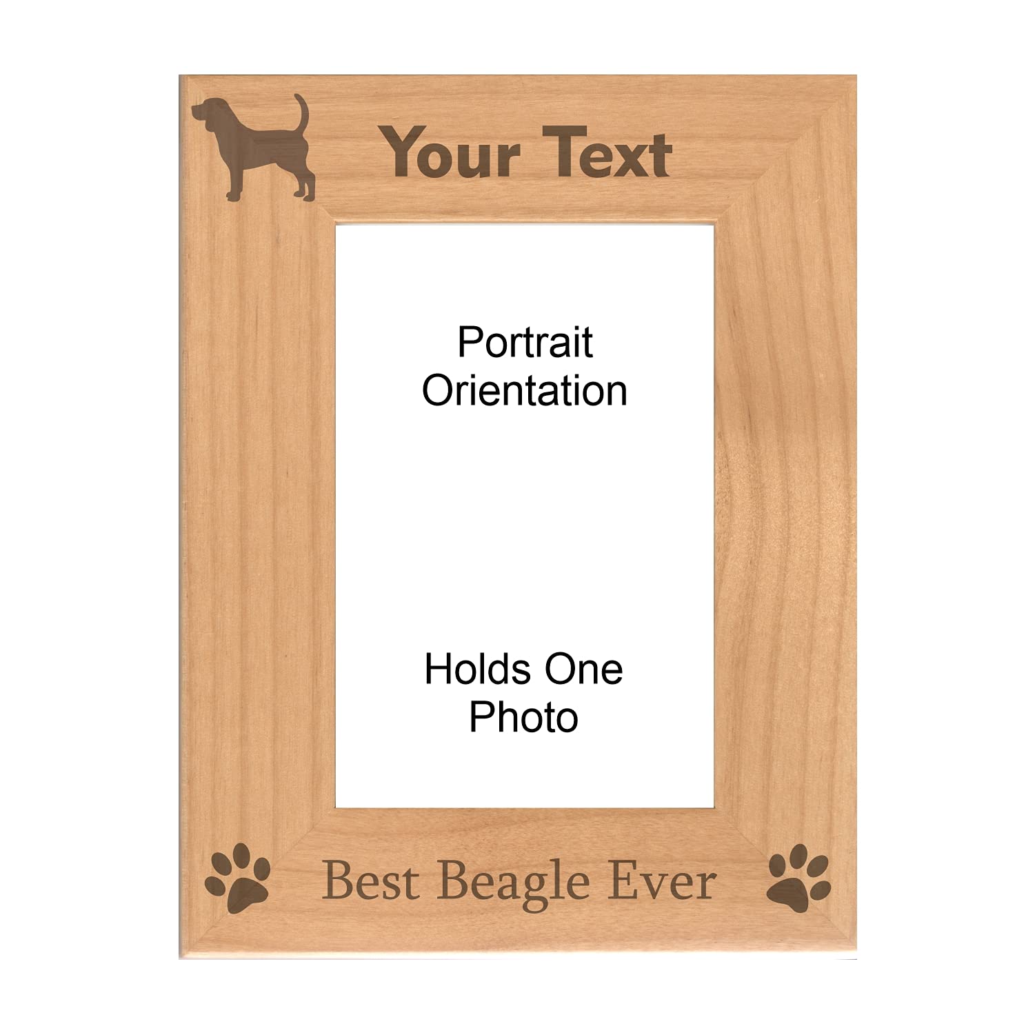 Best Beagle Ever Custom Engraved Wood Picture Frame - Personalized Pet Photo Frame with Text - Perfect for Dog Lovers, Home Decor & Gift Ideas